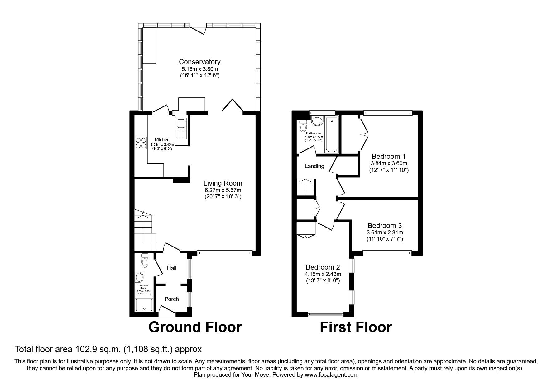 Floorplan of 3 bedroom Mid Terrace House for sale, Gilders Road, Chessington, Surrey, KT9