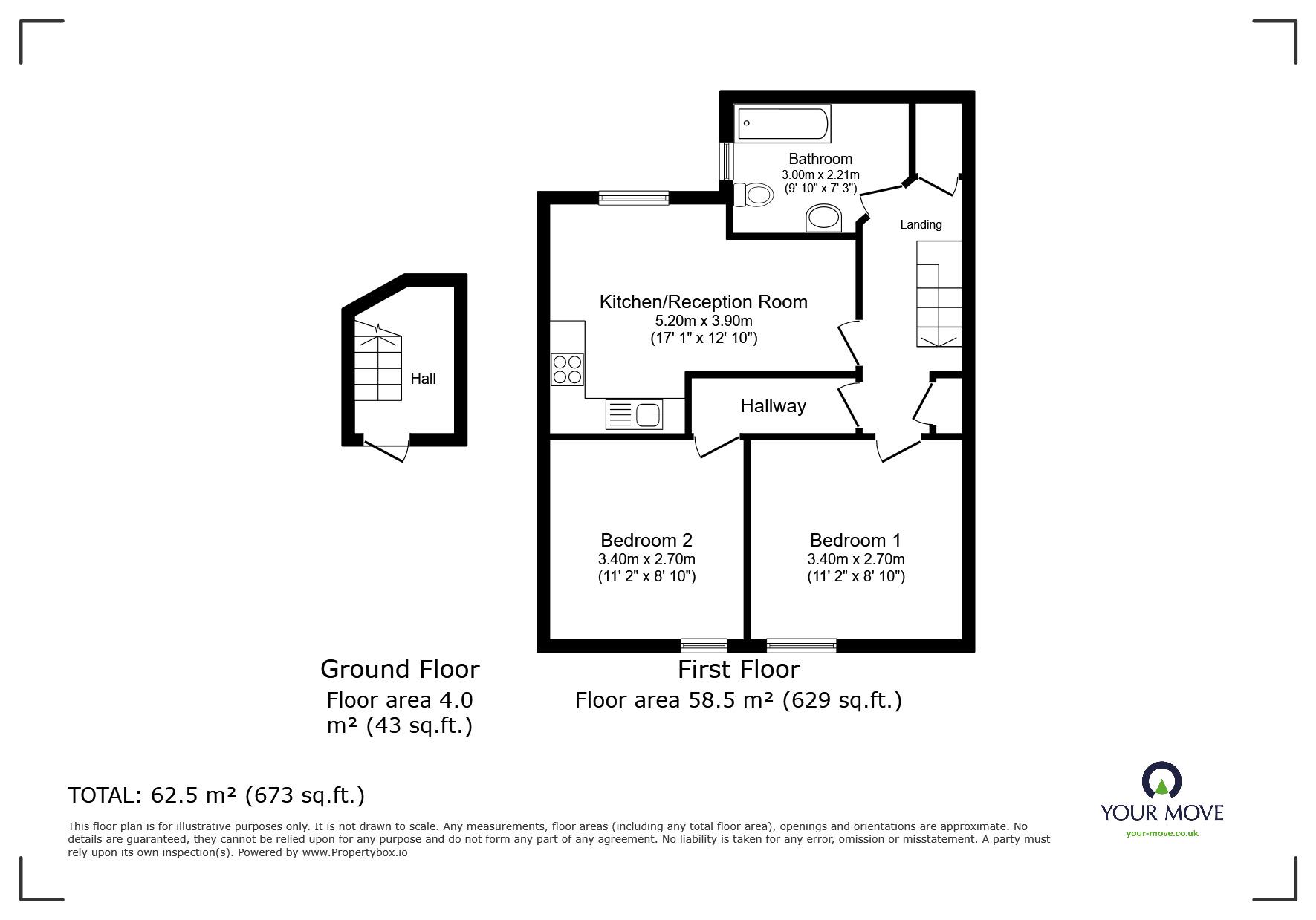 Floorplan of 2 bedroom  Flat for sale, Brighton Road, Surbiton, KT6