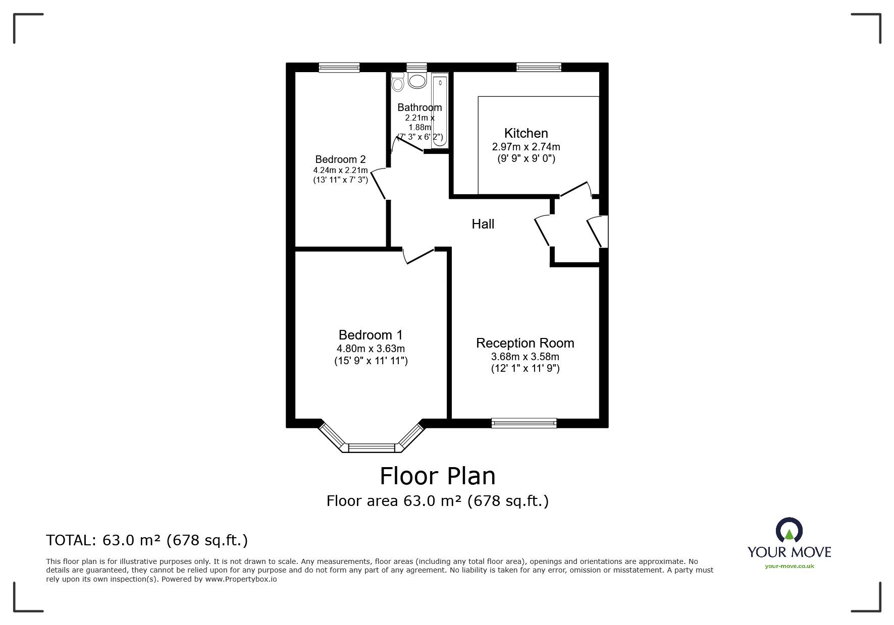 Floorplan of 2 bedroom  Flat for sale, Catherine Road, Surbiton, KT6