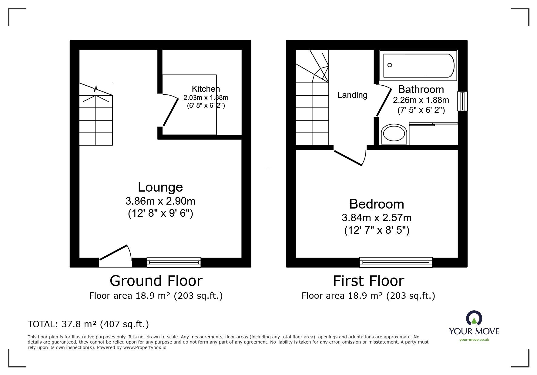 Floorplan of 1 bedroom Semi Detached House for sale, Ruxley Mews, Epsom, Surrey, KT19