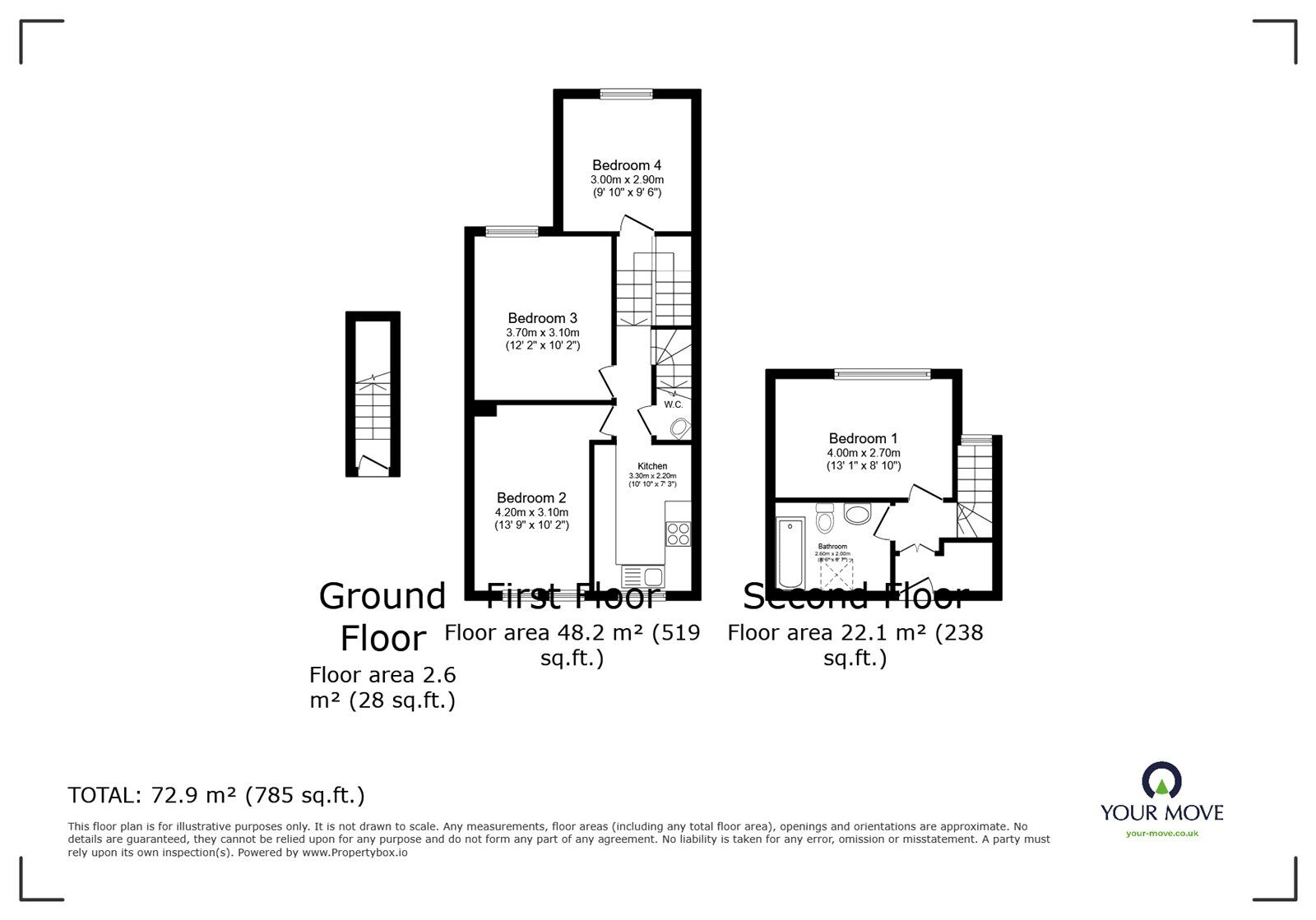 Floorplan of 4 bedroom  Flat to rent, Park Road, Kingston upon Thames, KT2