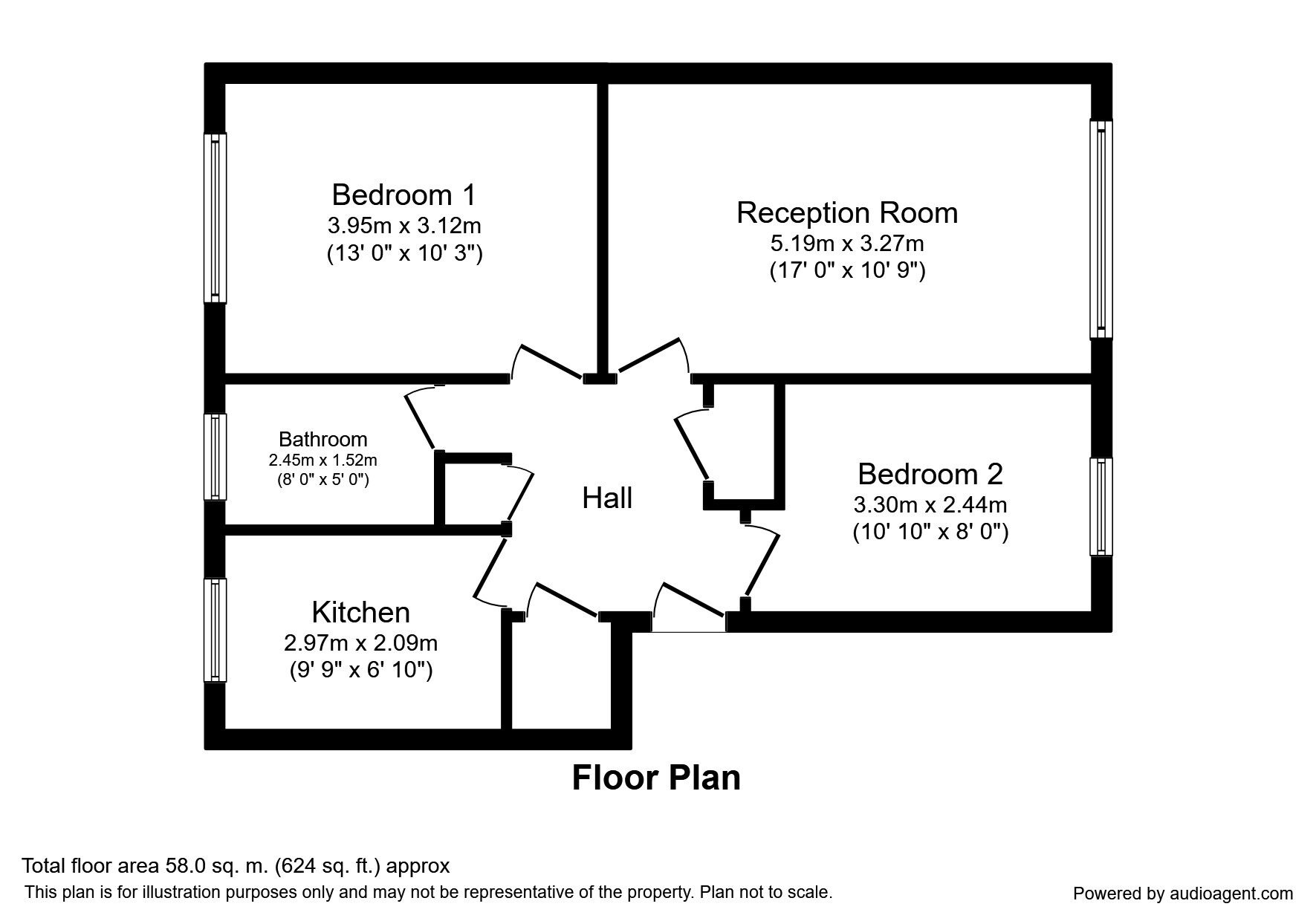 Floorplan of 2 bedroom  Flat to rent, Grove Road, Sutton, Surrey, SM1