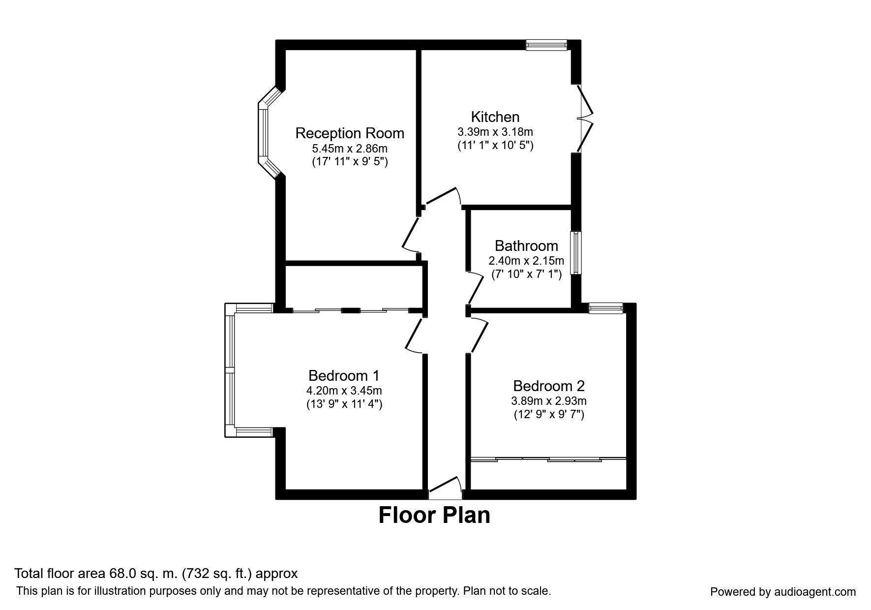 Floorplan of 2 bedroom  Flat to rent, Cumnor Road, Sutton, Surrey, SM2