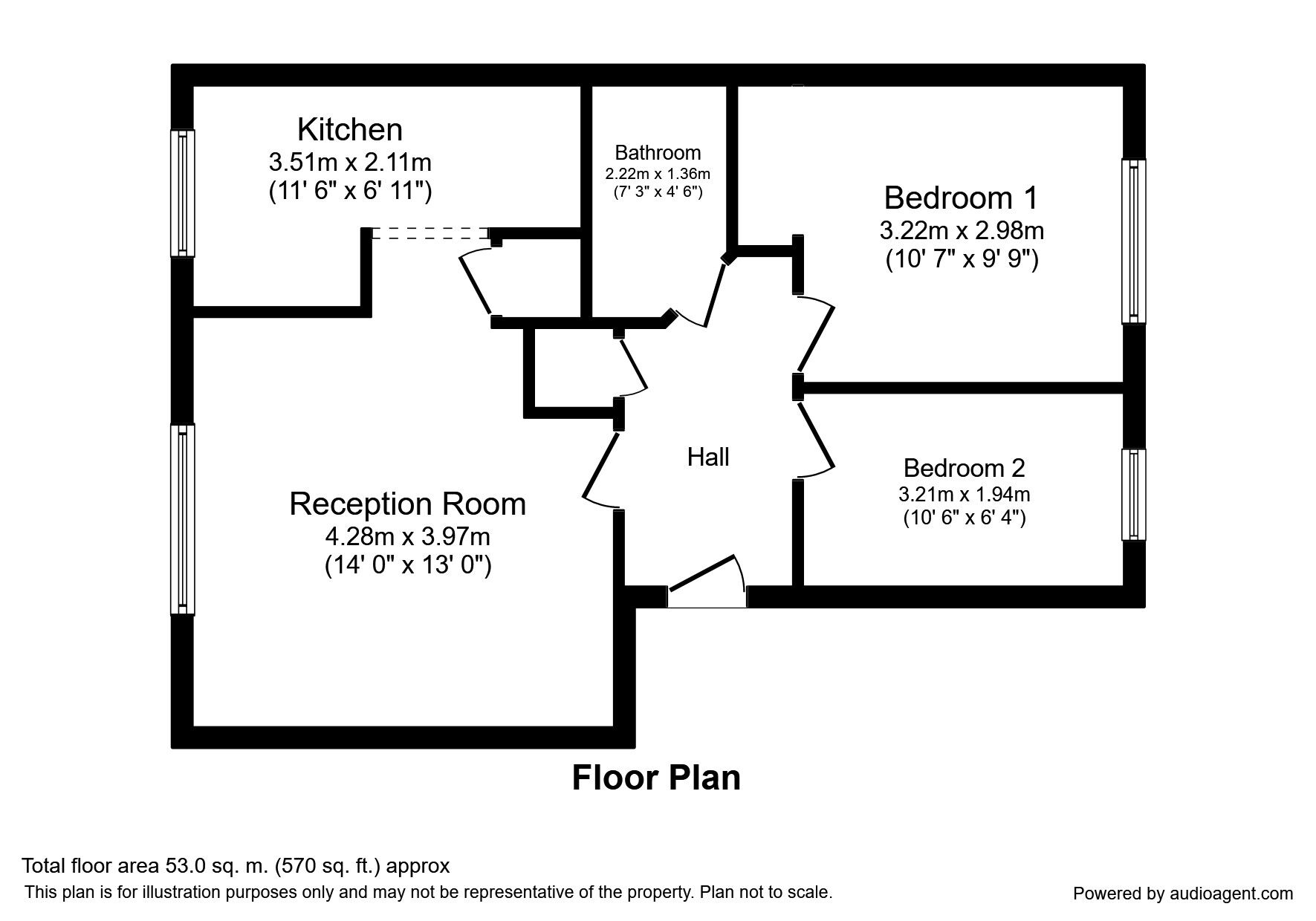 Floorplan of 2 bedroom  Flat to rent, Chipstead Close, Sutton, SM2