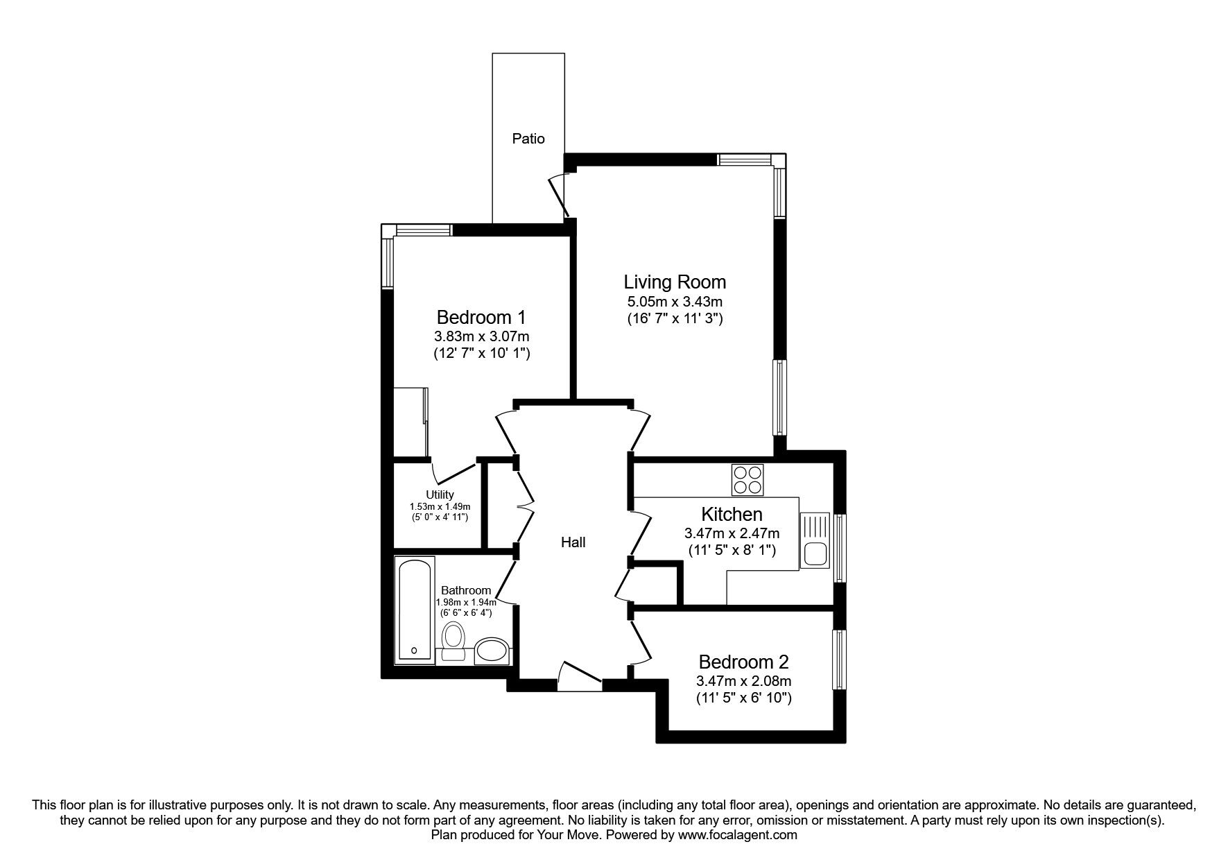 Floorplan of 2 bedroom  Flat to rent, Kingsmead Lodge, 50 Cedar Road, Sutton, SM2