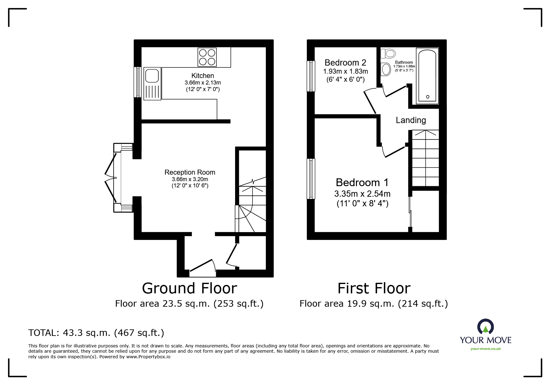 Floorplan of 2 bedroom End Terrace House for sale, Georgia Road, New Malden, KT3