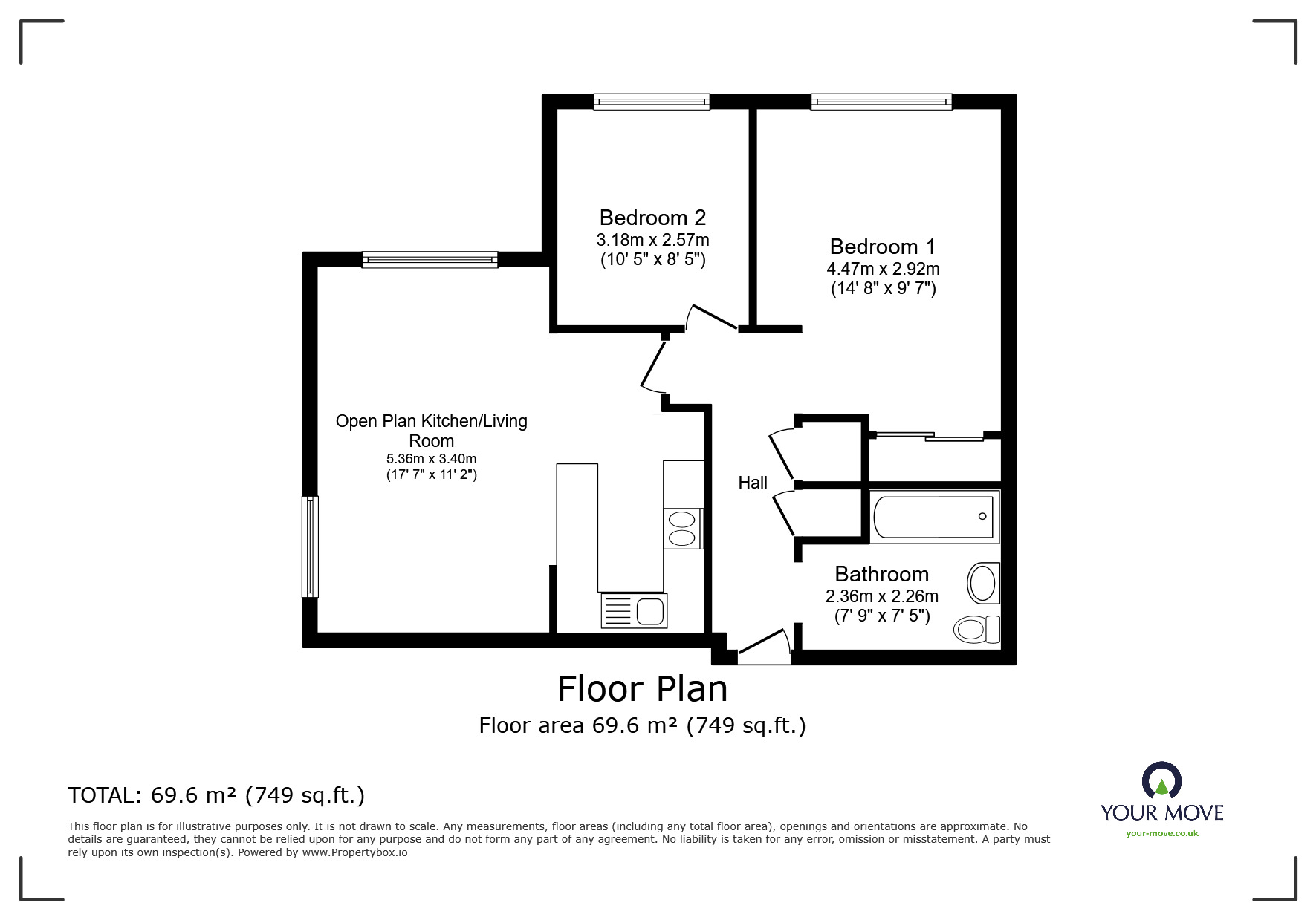 Floorplan of 2 bedroom  Flat for sale, Cavendish Road, Sutton, SM2