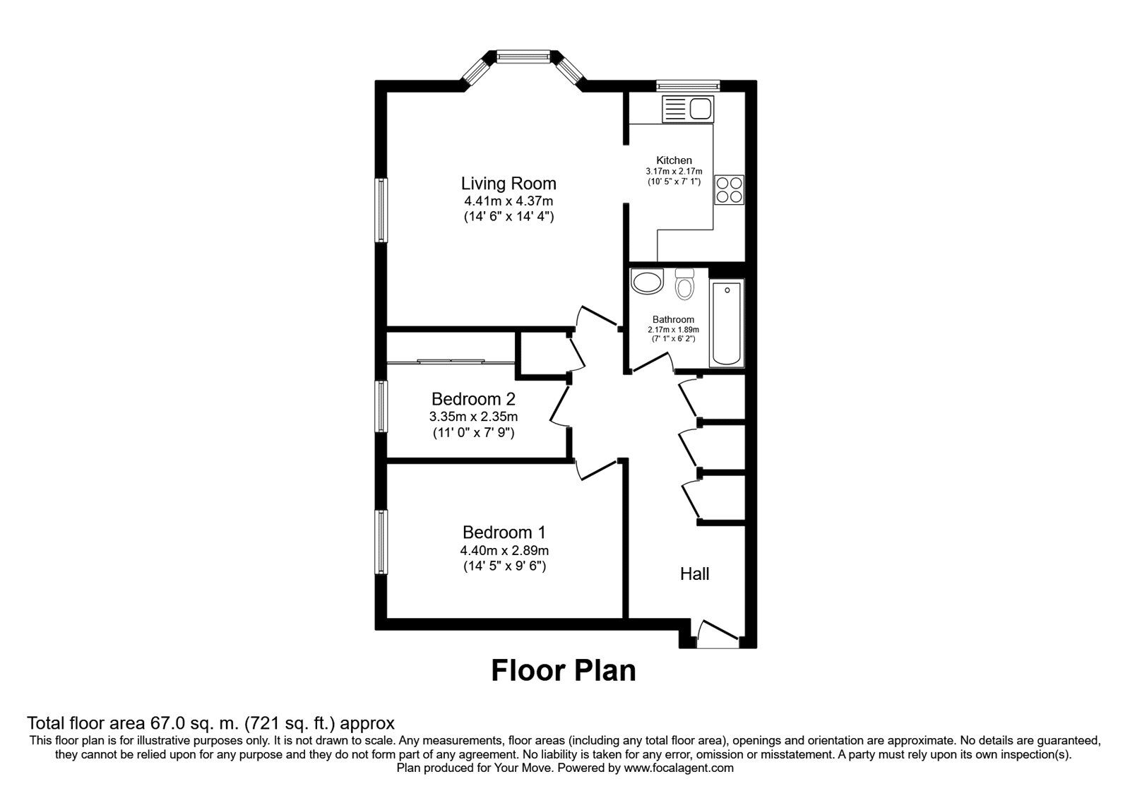 Floorplan of 2 bedroom  Flat for sale, Langley Park Road, Sutton, SM2