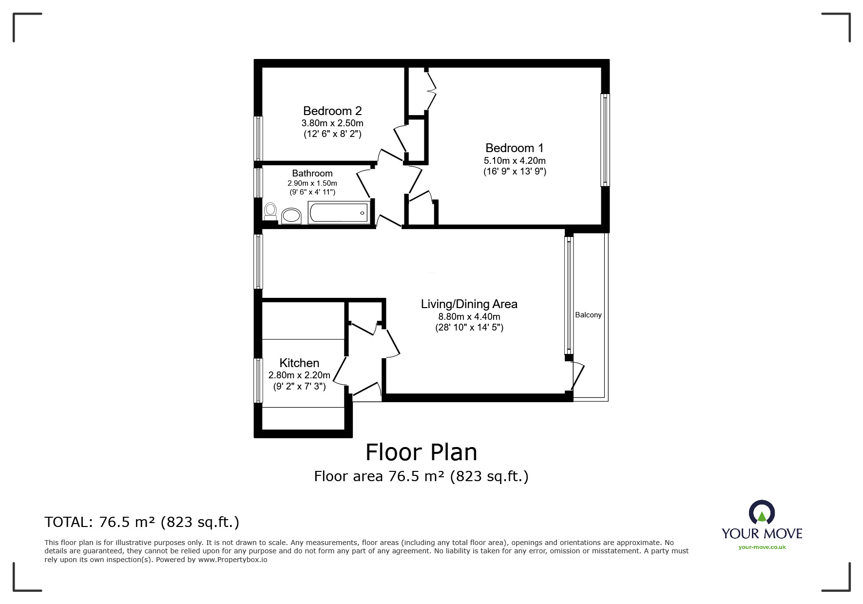 Floorplan of 2 bedroom  Flat for sale, Grange Road, Sutton, SM2