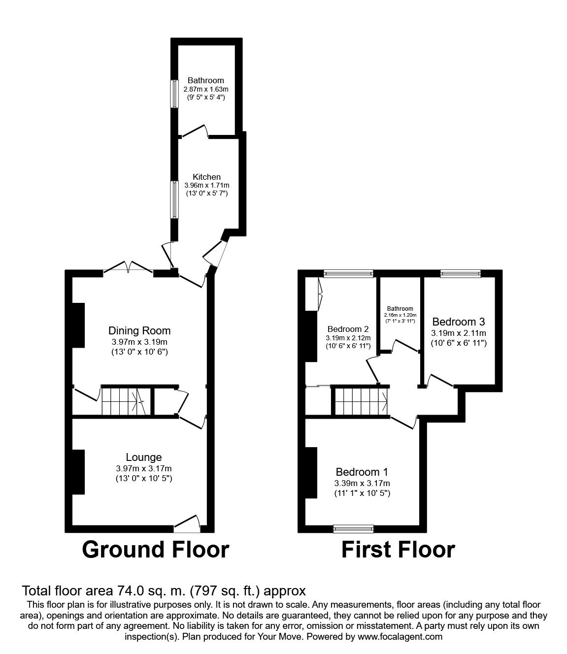 Floorplan of 3 bedroom  House to rent, Parliament Street, Newhall, Derbyshire, DE11