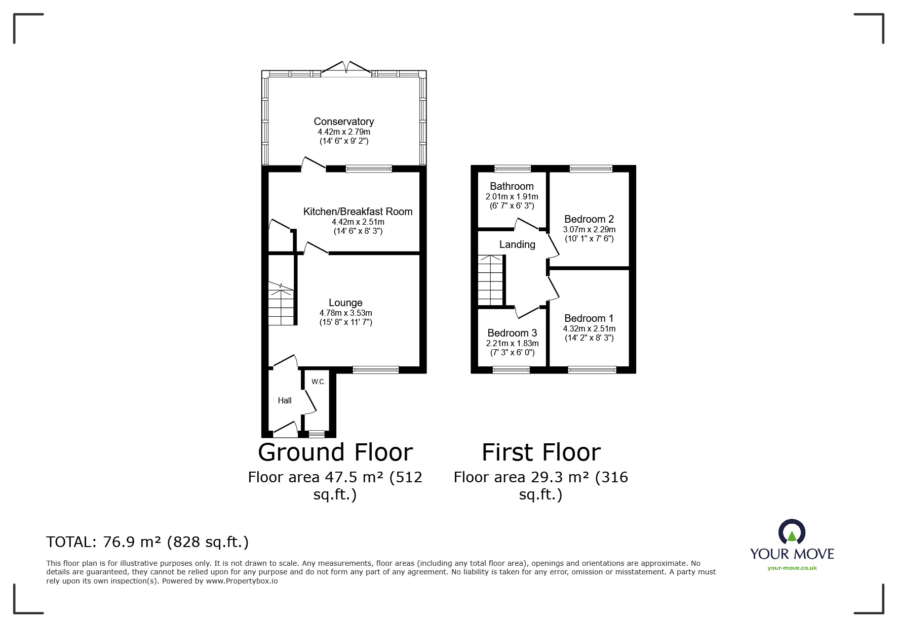 Floorplan of 3 bedroom Detached House for sale, Walnut Close, Newhall, Derbyshire, DE11