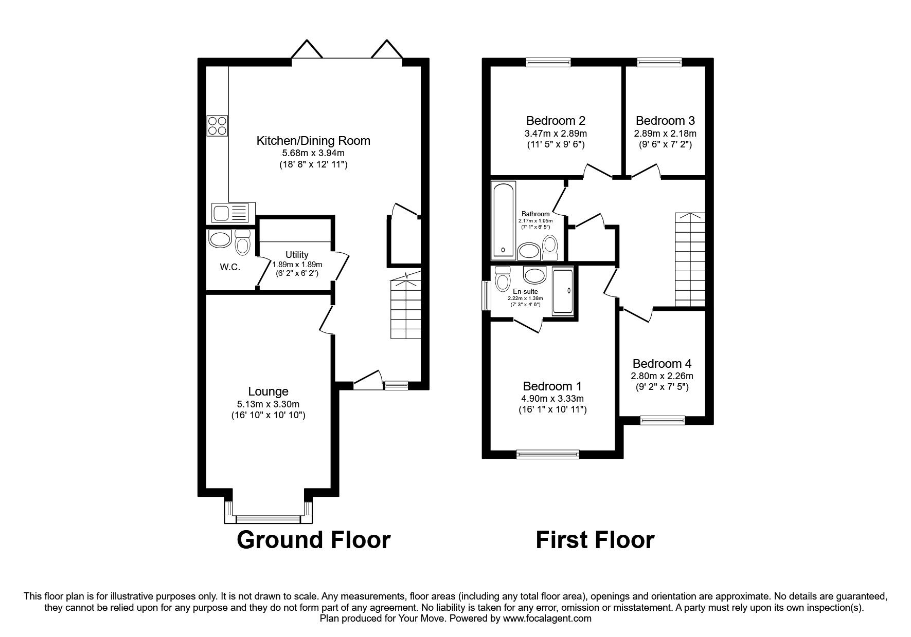 Floorplan of 4 bedroom Detached House to rent, Sunstone Drive, Newhall, Swadlincote, DE11