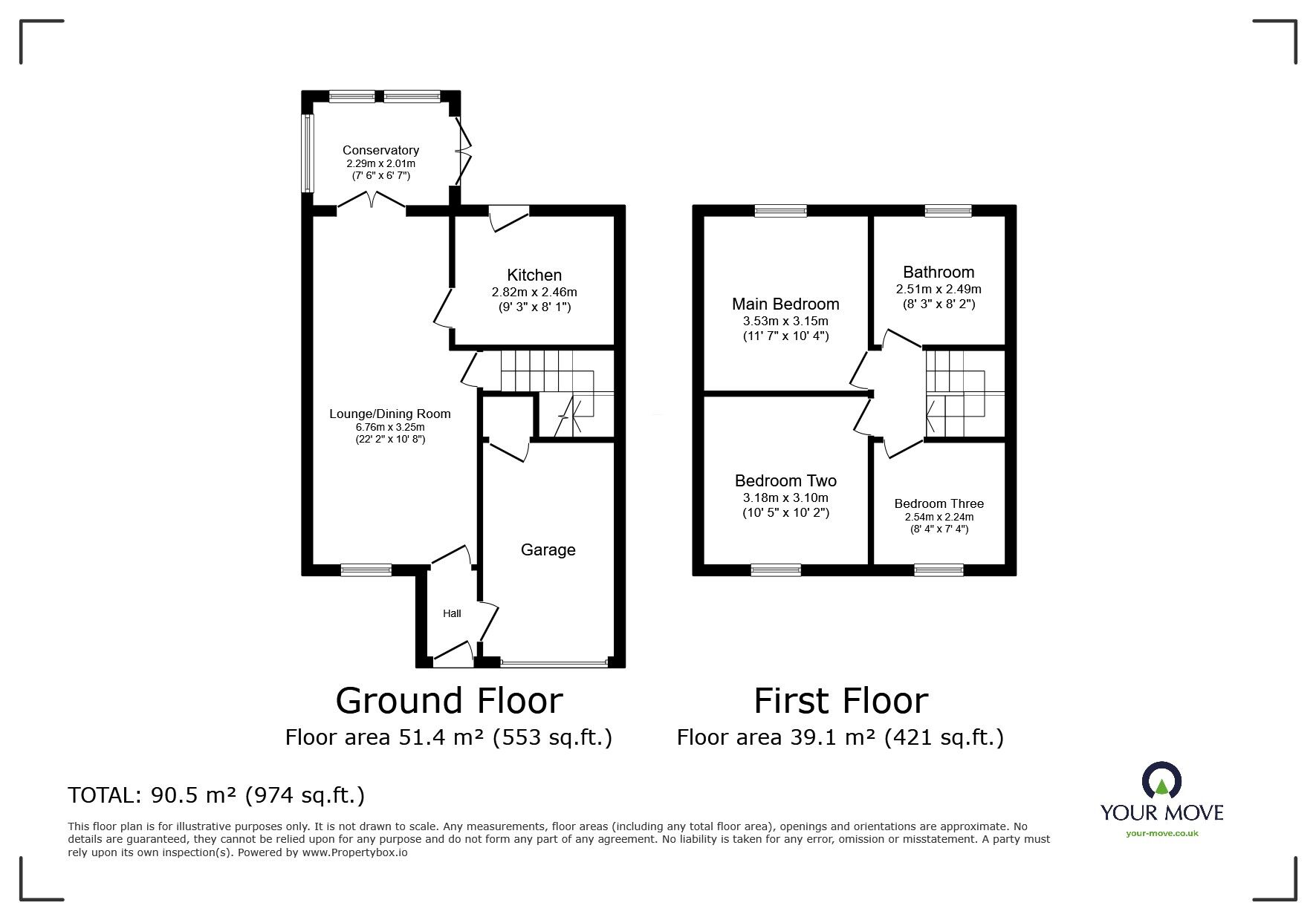 Floorplan of 3 bedroom Semi Detached House for sale, Ascott Drive, Newhall, Derbyshire, DE11