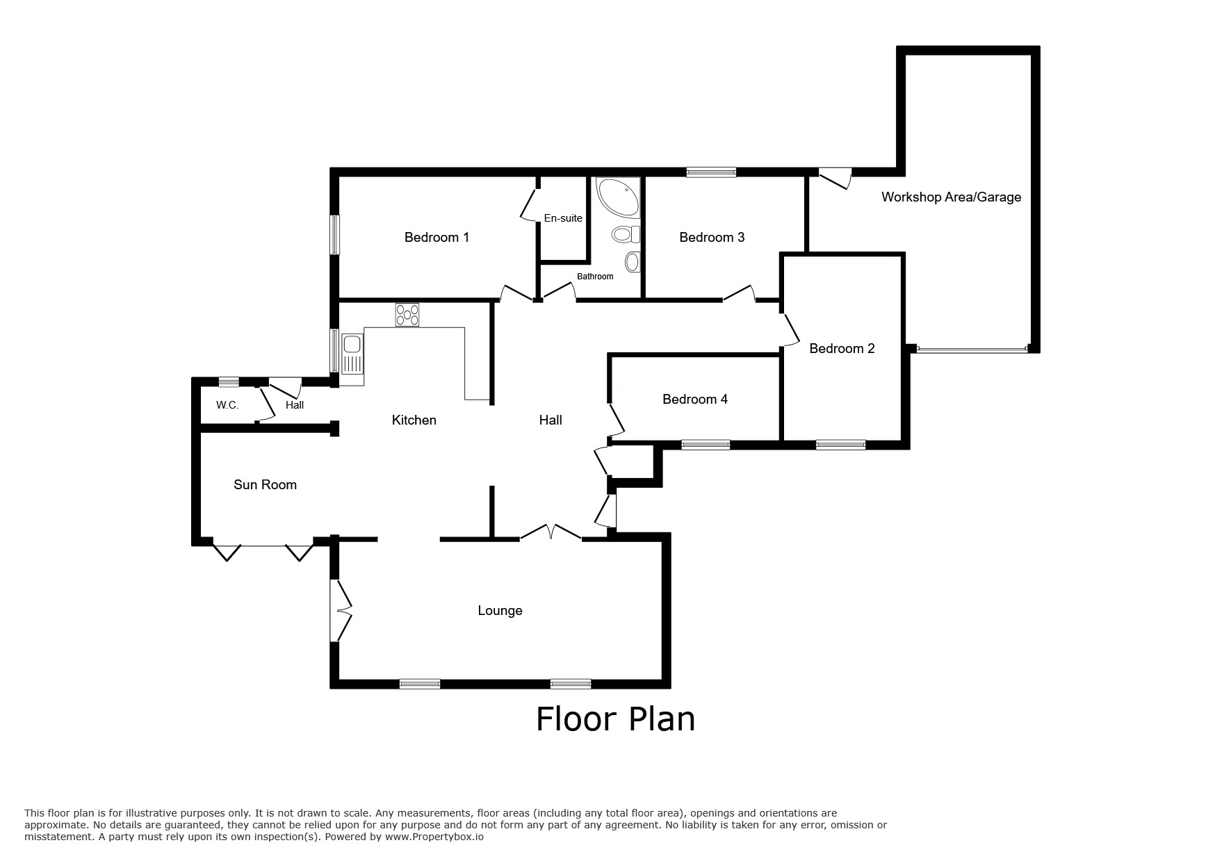 Floorplan of 4 bedroom Detached Bungalow for sale, Meynell Street, Church Gresley, Derbyshire, DE11