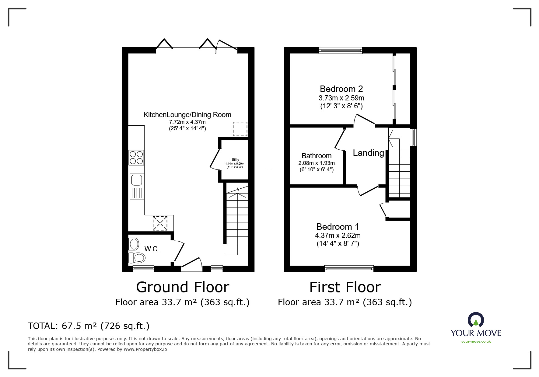 Floorplan of 2 bedroom Semi Detached House to rent, Amber Place, Newhall, Derbyshire, DE11