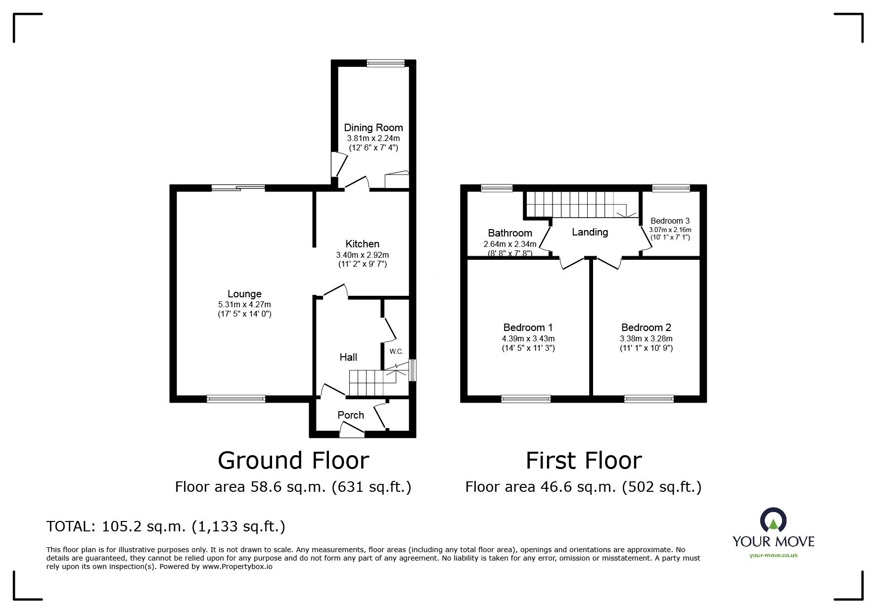 Floorplan of 3 bedroom Semi Detached House for sale, Princess Avenue, Linton, Derbyshire, DE12