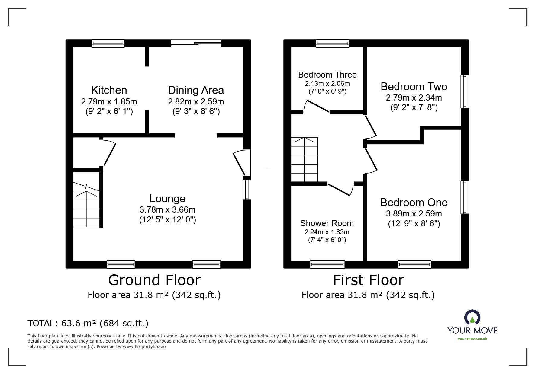 Floorplan of 3 bedroom End Terrace House for sale, Darley Dale, Church Gresley, Derbyshire, DE11