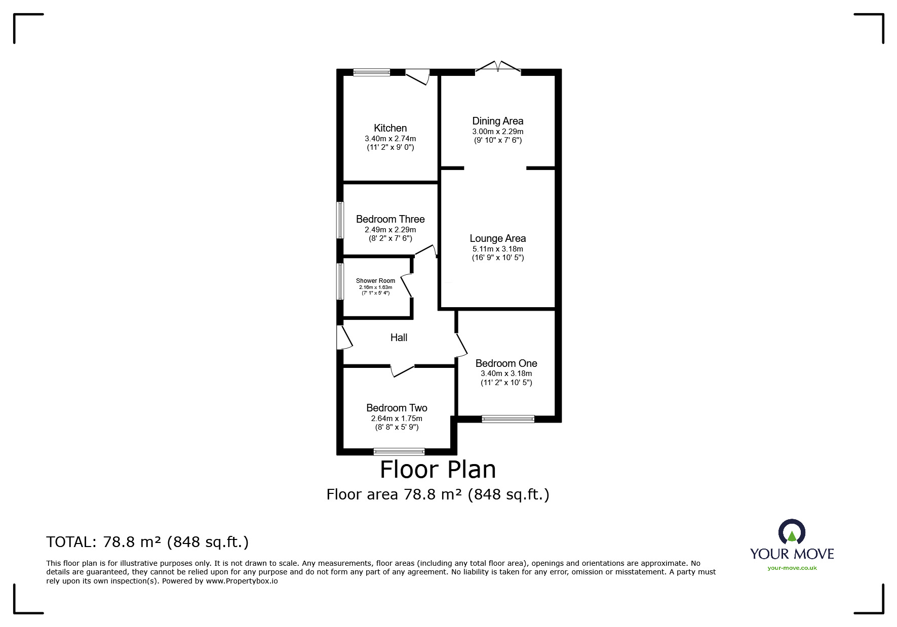 Floorplan of 3 bedroom Semi Detached Bungalow for sale, Charlton Close, Linton, Derbyshire, DE12