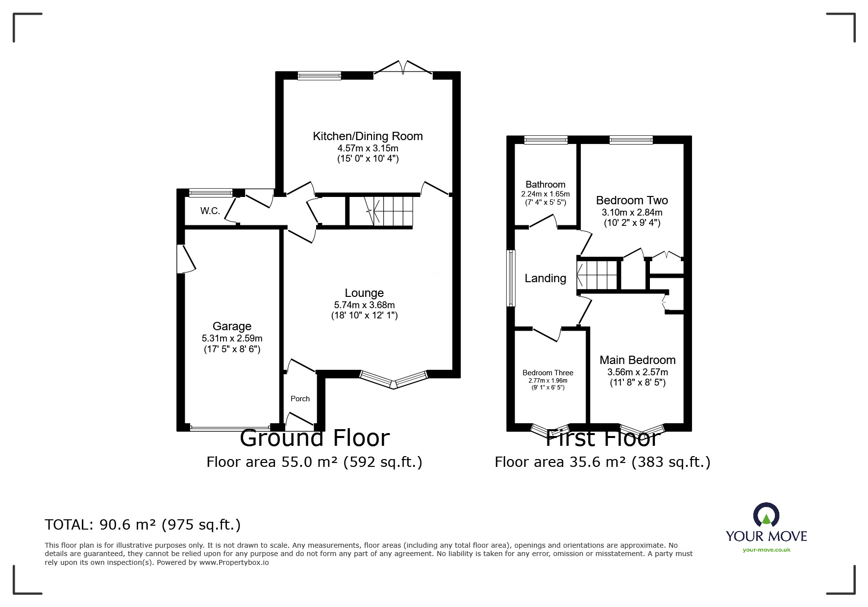 Floorplan of 3 bedroom Detached House for sale, Greenlands, Midway, Derbyshire, DE11