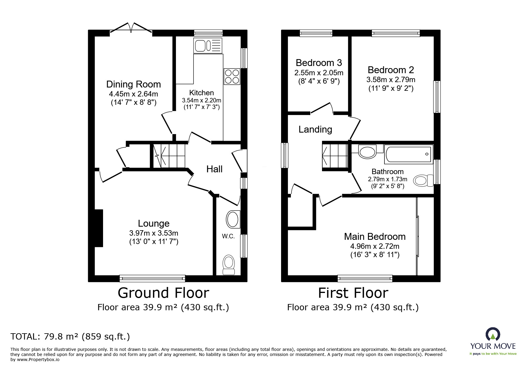 Floorplan of 3 bedroom Detached House for sale, Finch Close, Woodville, Derbyshire, DE11