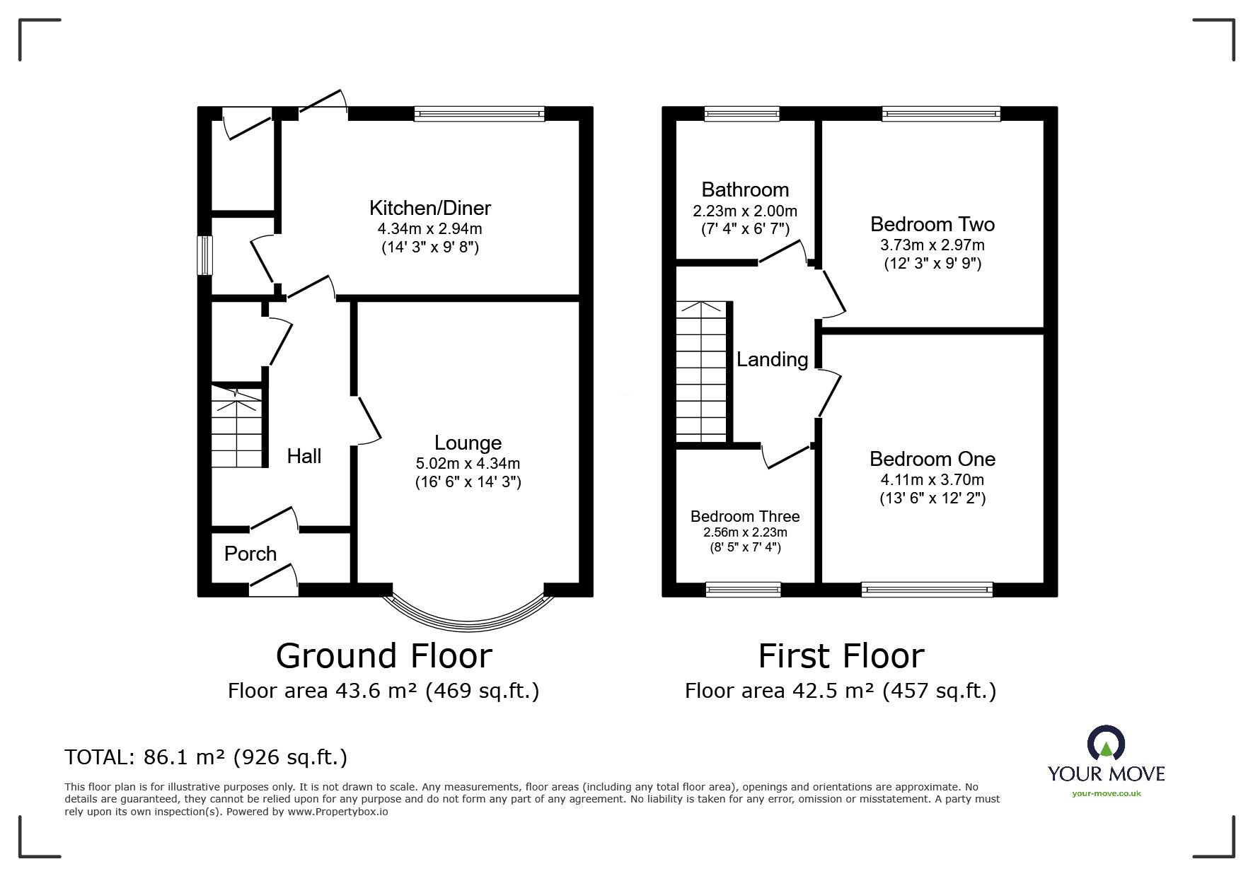 Floorplan of 3 bedroom Detached House for sale, Sunnyside, Newhall, Derbyshire, DE11