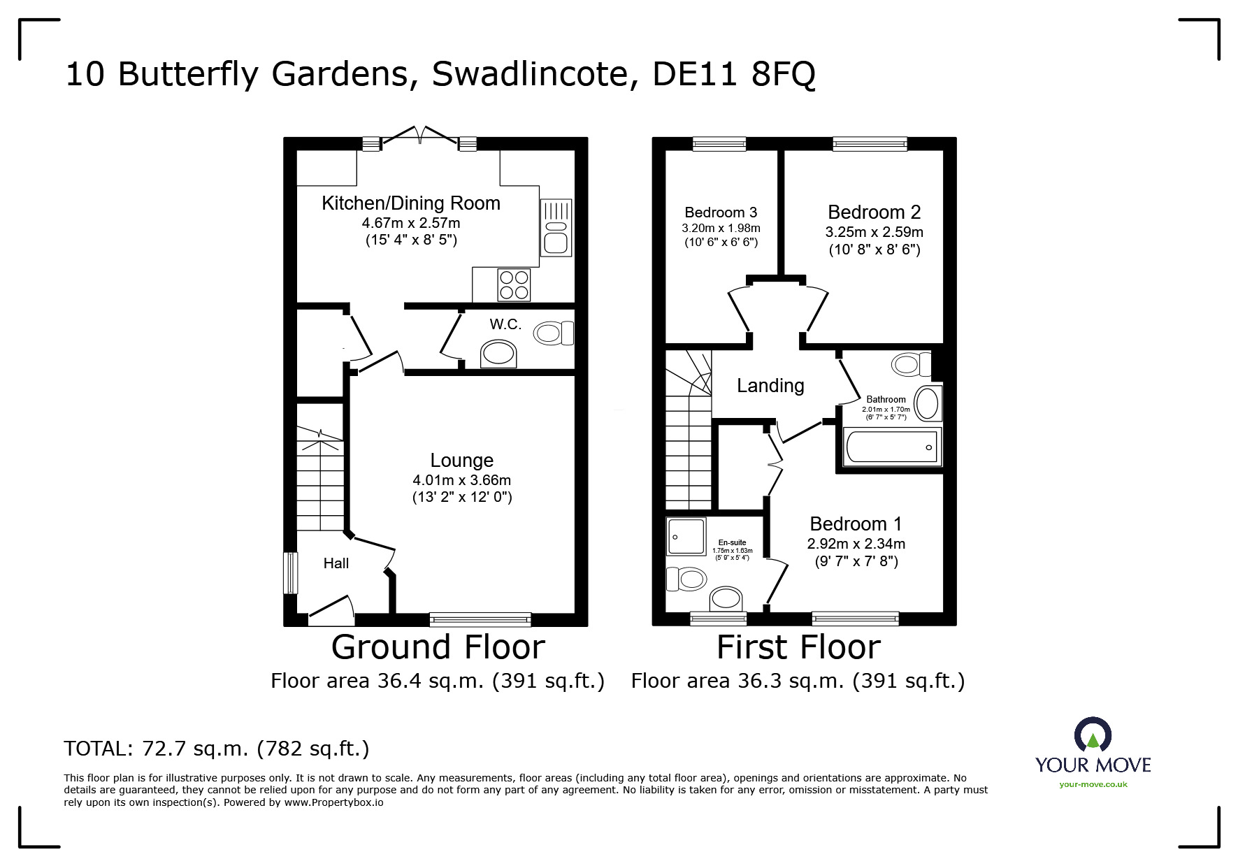 Floorplan of 3 bedroom Semi Detached House for sale, Butterfly Gardens, Woodville, Leicestershire, DE11