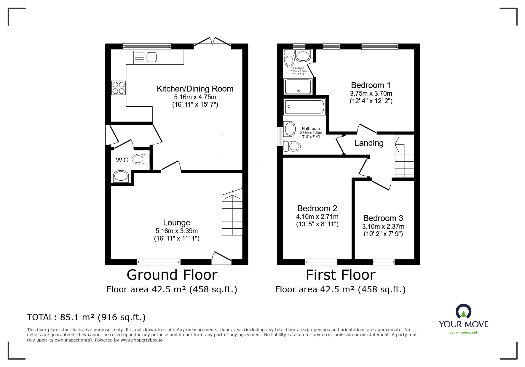 Floorplan of 3 bedroom Semi Detached House for sale, High Street, Newhall, Derbyshire, DE11