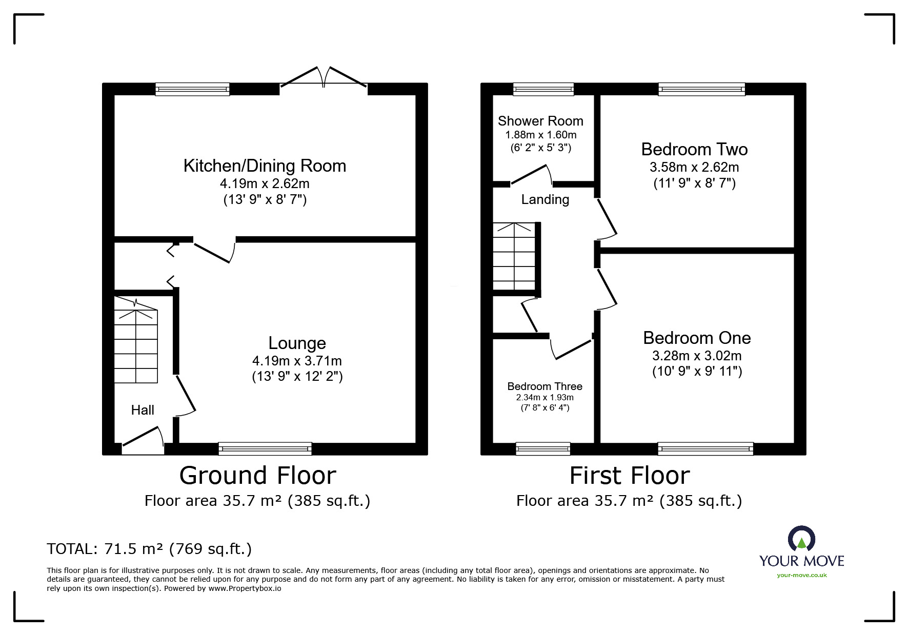 Floorplan of 3 bedroom Semi Detached House for sale, Chester Gardens, Church Gresley, Derbyshire, DE11