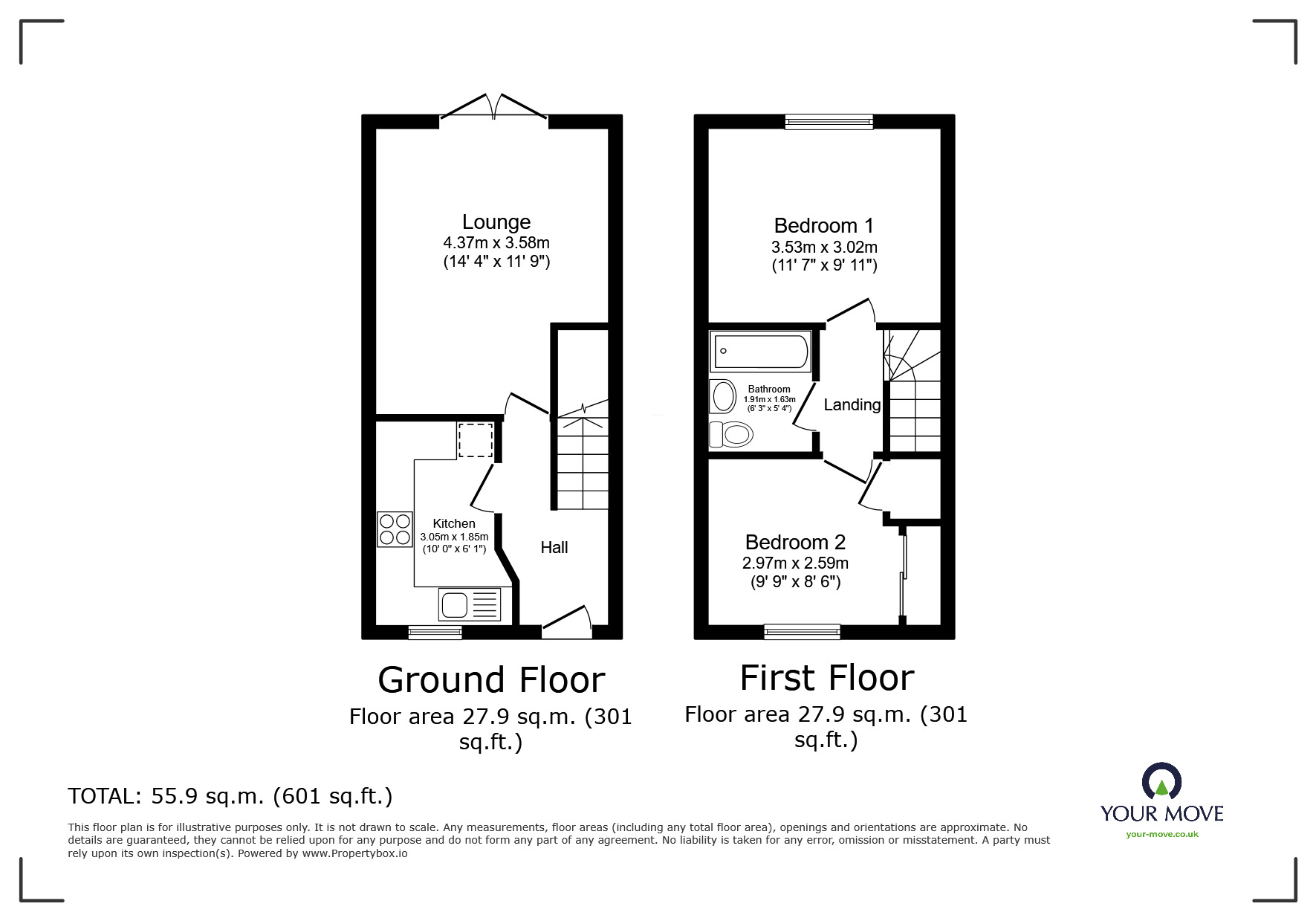 Floorplan of 2 bedroom Mid Terrace House for sale, Middle Close, Swadlincote, Derbyshire, DE11