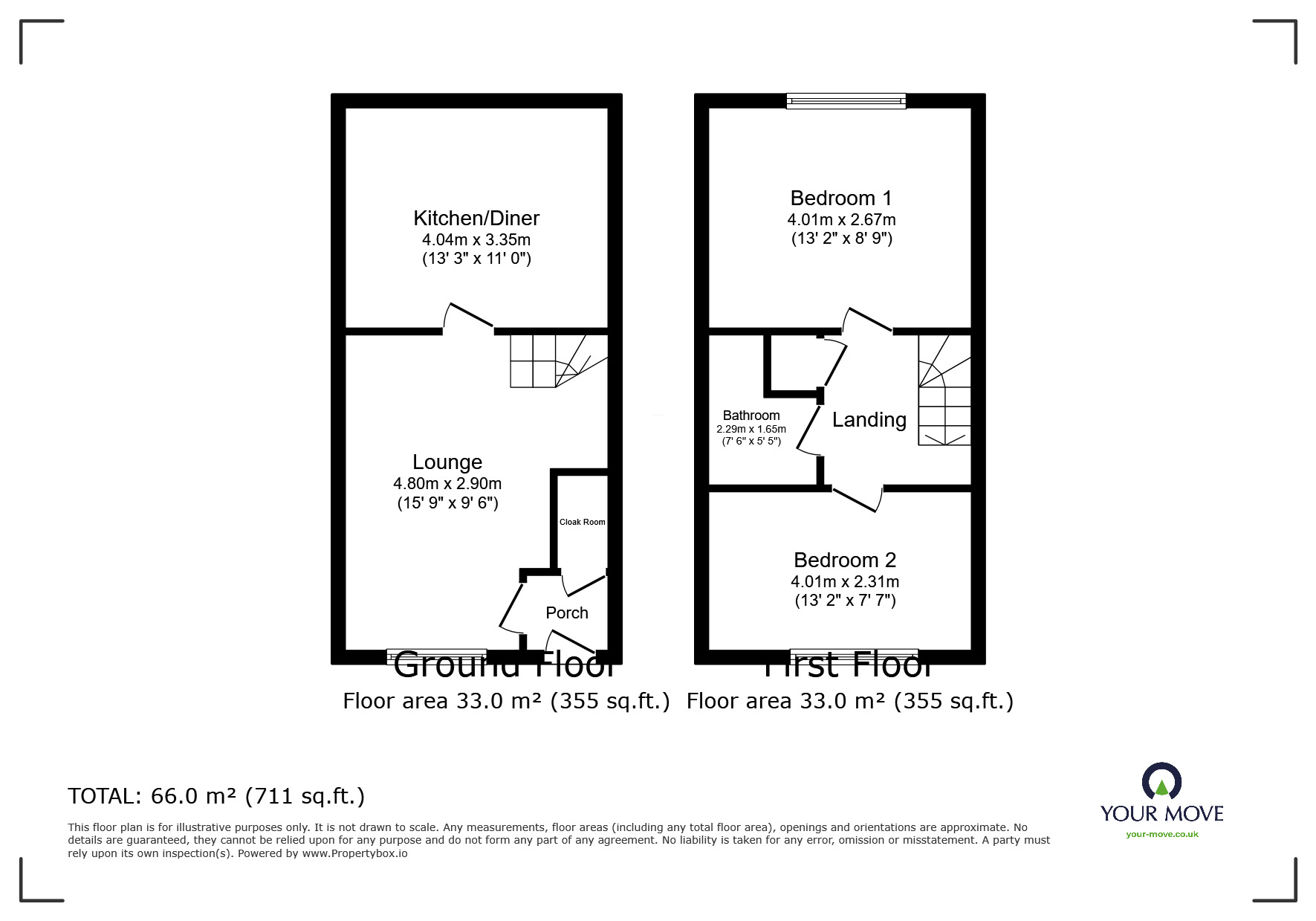 Floorplan of 2 bedroom Semi Detached House for sale, Holden Drive, Midway, Derbyshire, DE11