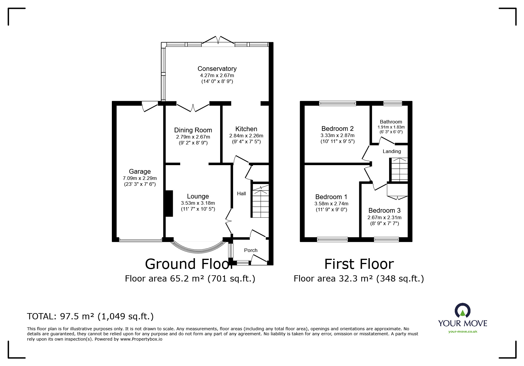 Floorplan of 3 bedroom Semi Detached House for sale, Clifton Close, Swadlincote, Derbyshire, DE11