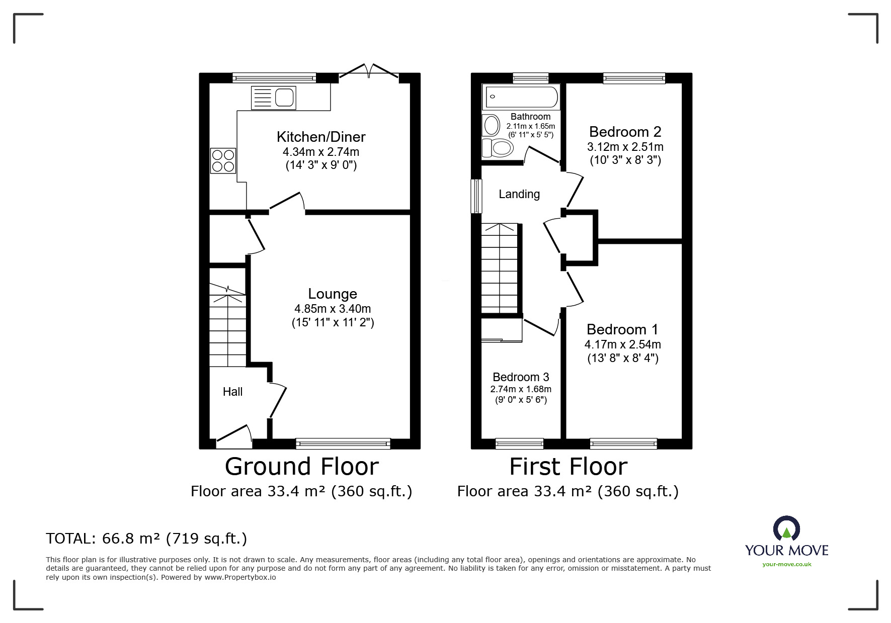 Floorplan of 3 bedroom Semi Detached House for sale, School Street, Church Gresley, Derbyshire, DE11