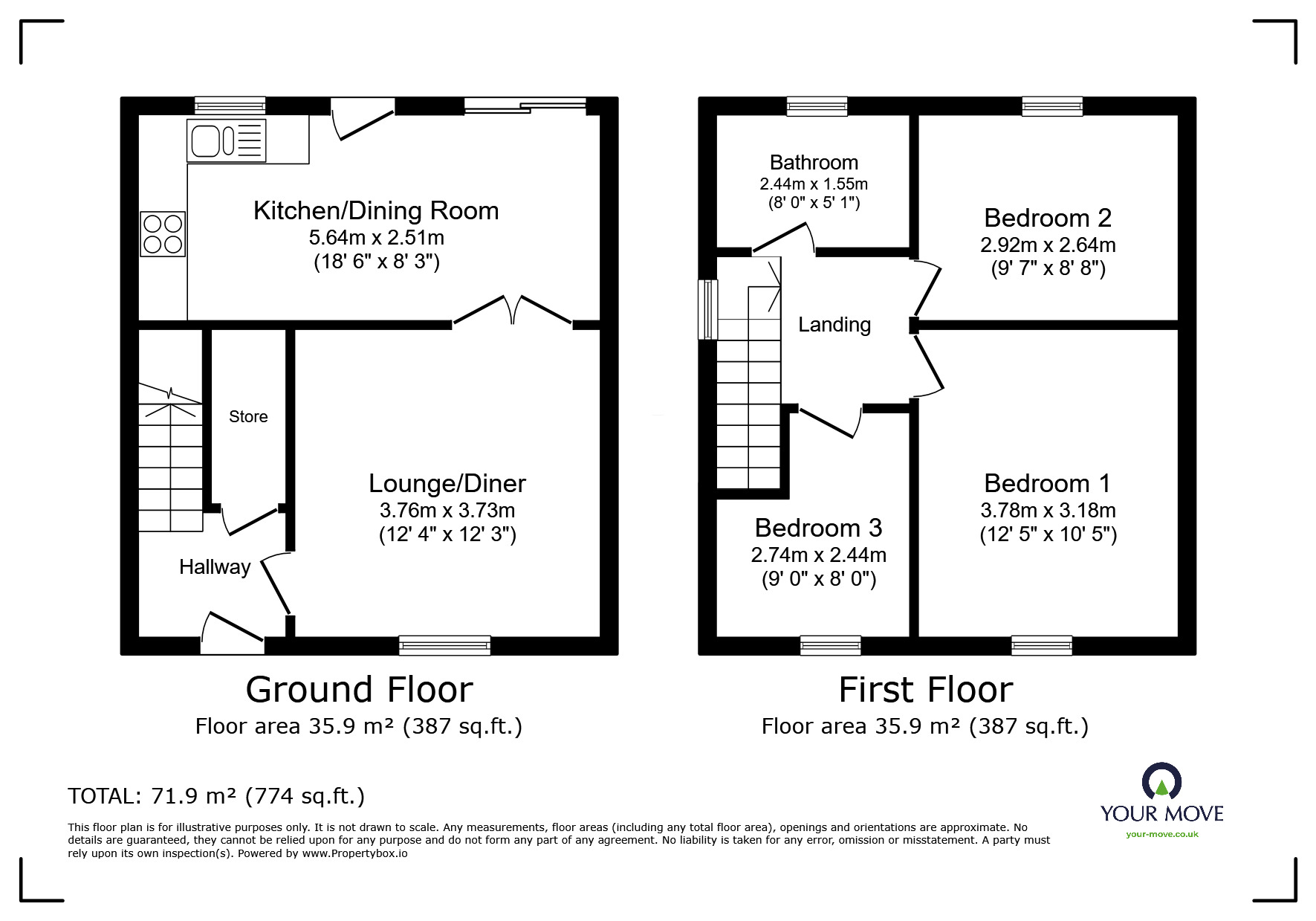 Floorplan of 3 bedroom Semi Detached House for sale, Shelley Road, Swadlincote, Derbyshire, DE11