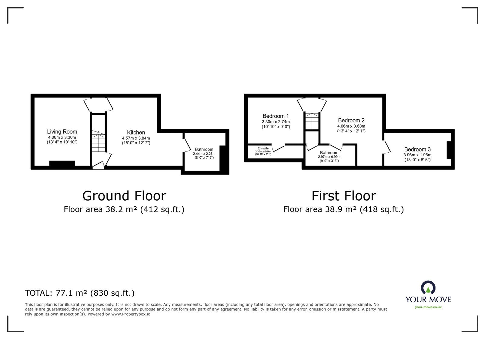 Floorplan of 3 bedroom End Terrace House to rent, Oversetts Road, Newhall, Derbyshire, DE11