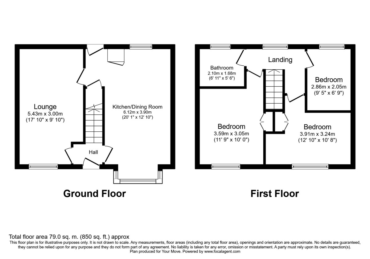 Floorplan of 3 bedroom Semi Detached House to rent, Warwick Close, Midway, Derbyshire, DE11