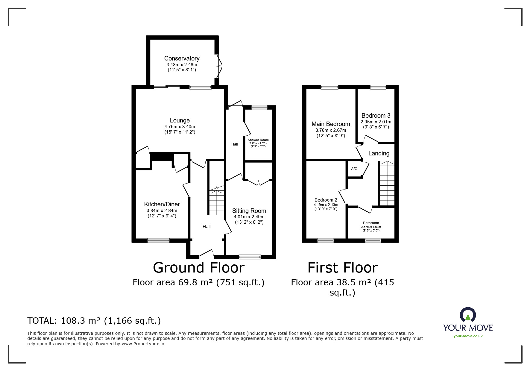 Floorplan of 3 bedroom Semi Detached House for sale, Pennine Way, Swadlincote, Derbyshire, DE11