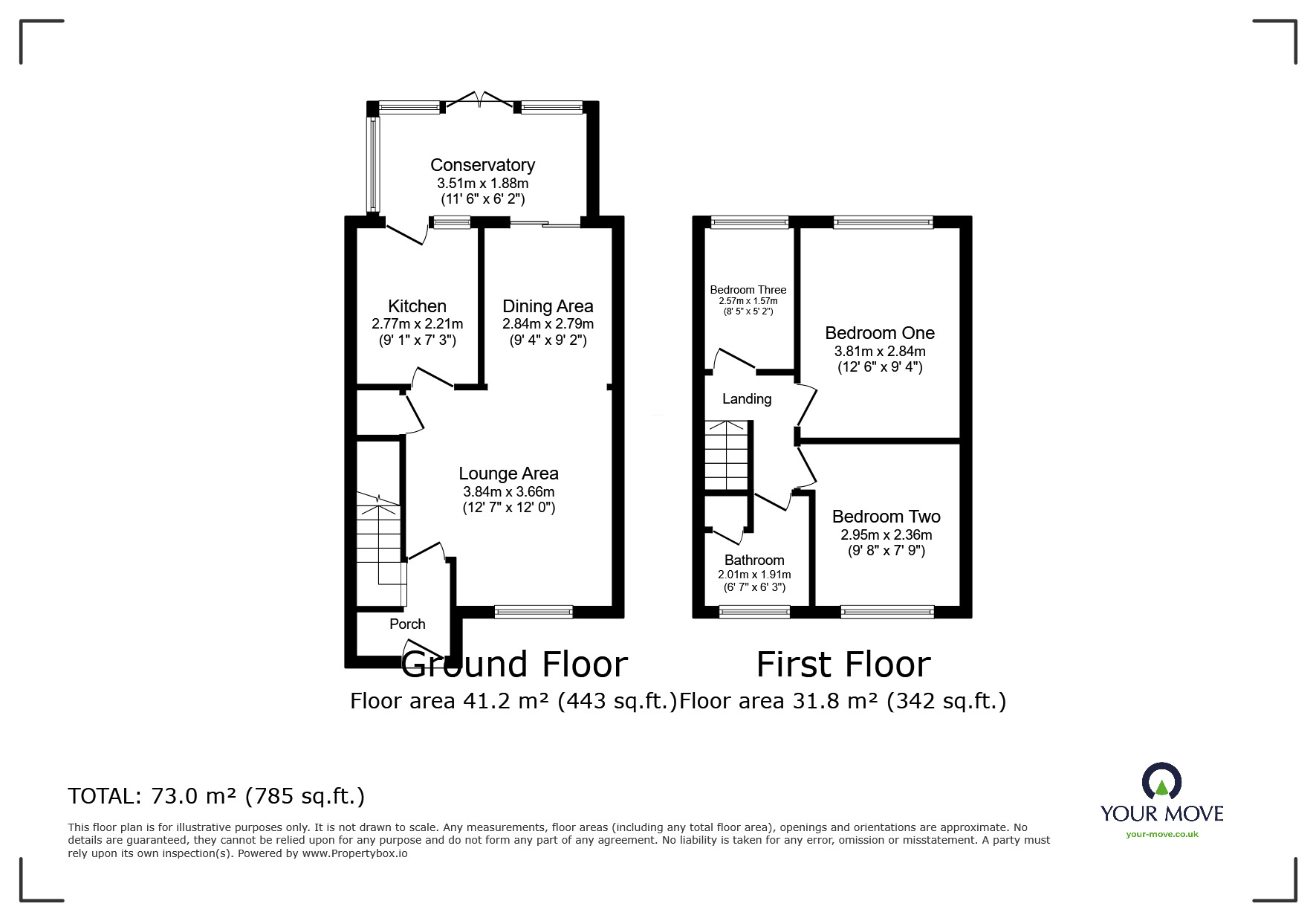 Floorplan of 3 bedroom Semi Detached House for sale, Valley Rise, Swadlincote, Derbyshire, DE11