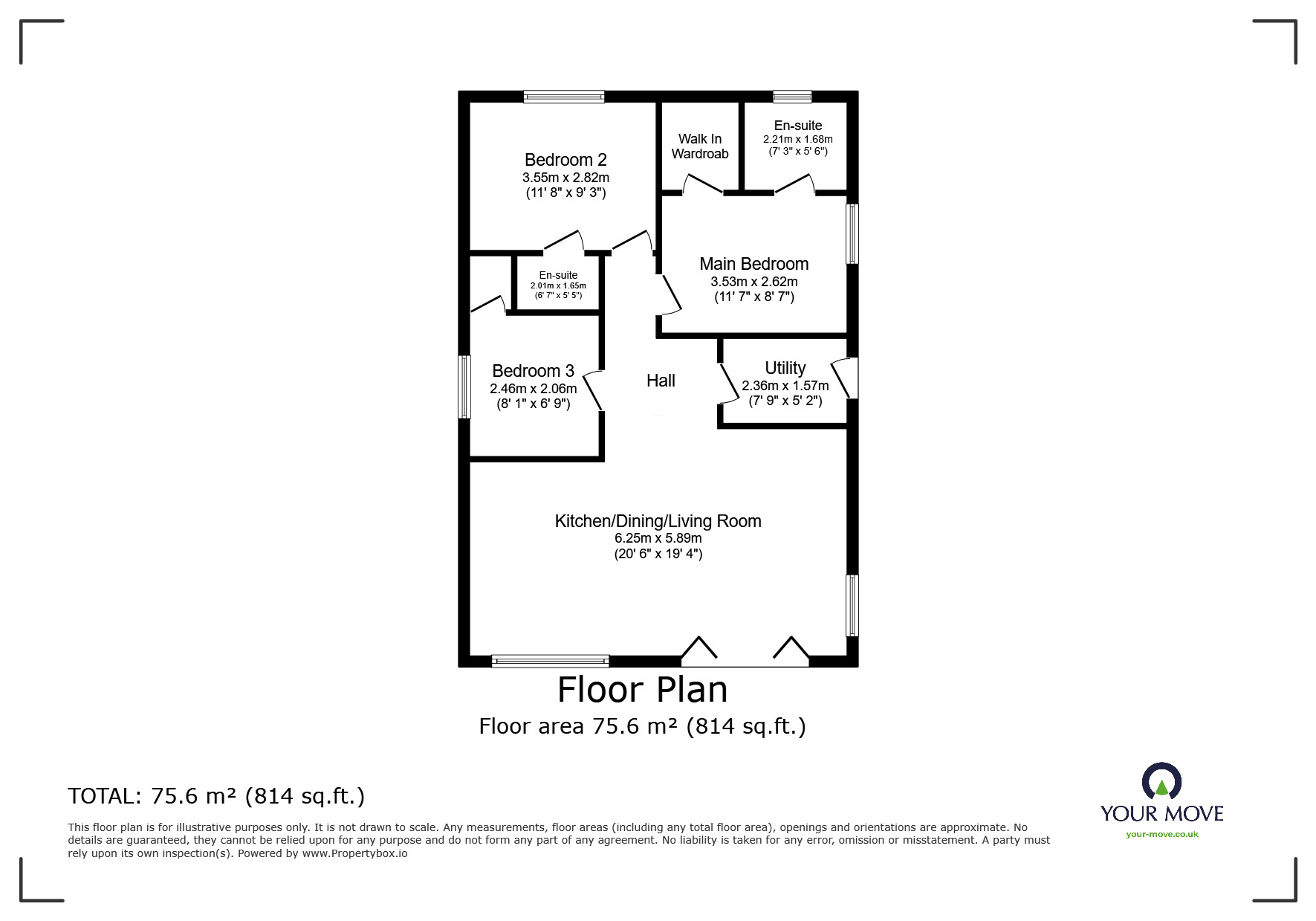 Floorplan of 3 bedroom Detached Property for sale, Colliery Lane, Linton, Derbyshire, DE12