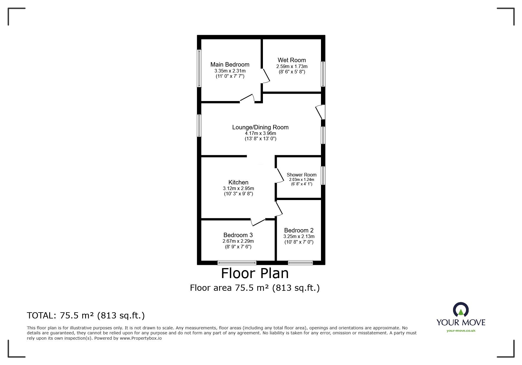 Floorplan of 3 bedroom Detached Property for sale, Colliery Lane, Linton, Derbyshire, DE12