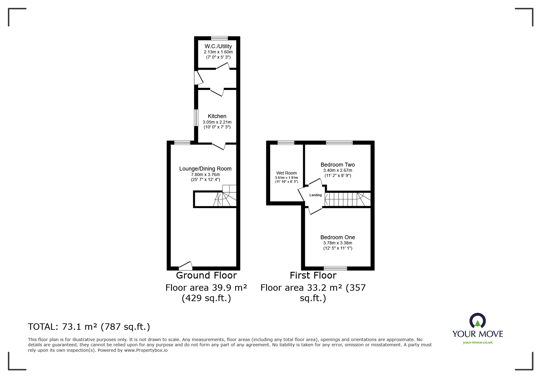 Floorplan of 2 bedroom Mid Terrace House for sale, Swadlincote Road, Woodville, Derbyshire, DE11