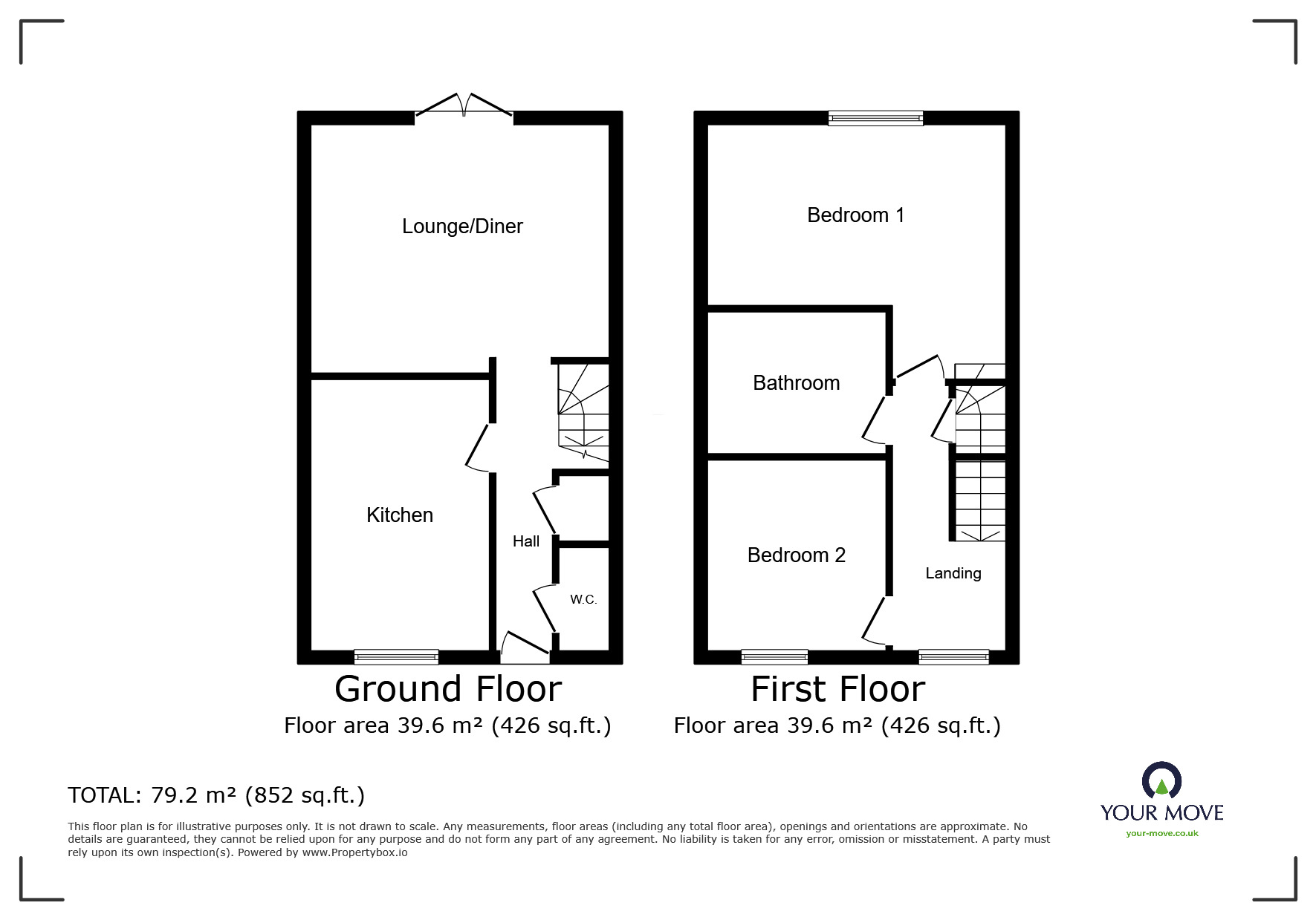 Floorplan of 2 bedroom Mid Terrace House to rent, Oak Street, Church Gresley, Derbyshire, DE11