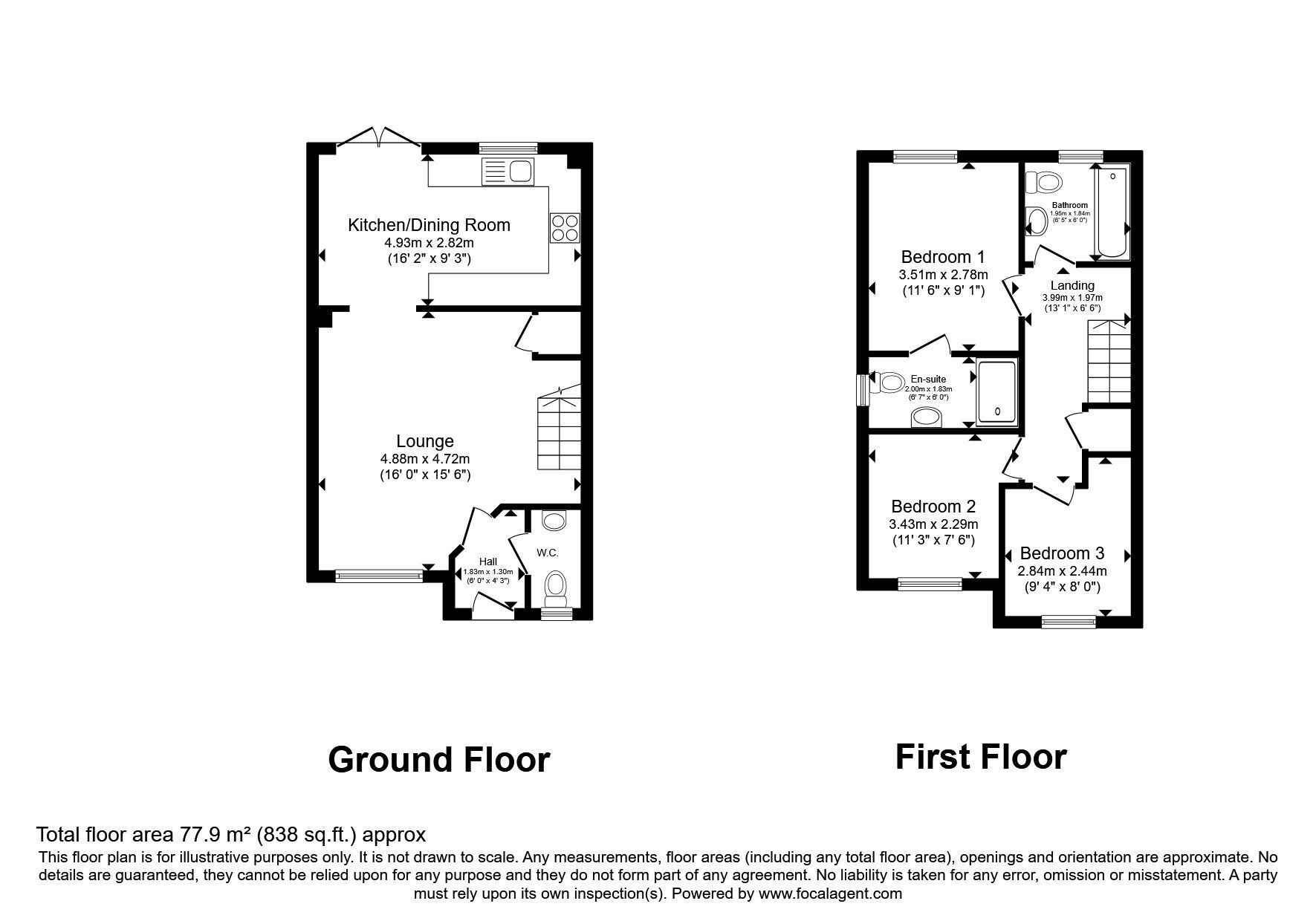 Floorplan of 3 bedroom Semi Detached House for sale, Chimneypot Lane, Swadlincote, Derbyshire, DE11