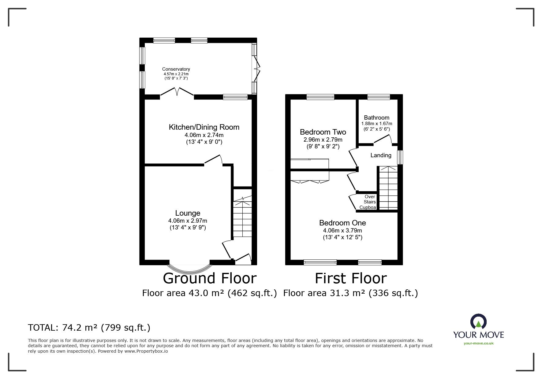 Floorplan of 2 bedroom Semi Detached House for sale, Rosecroft Gardens, Swadlincote, Derbyshire, DE11