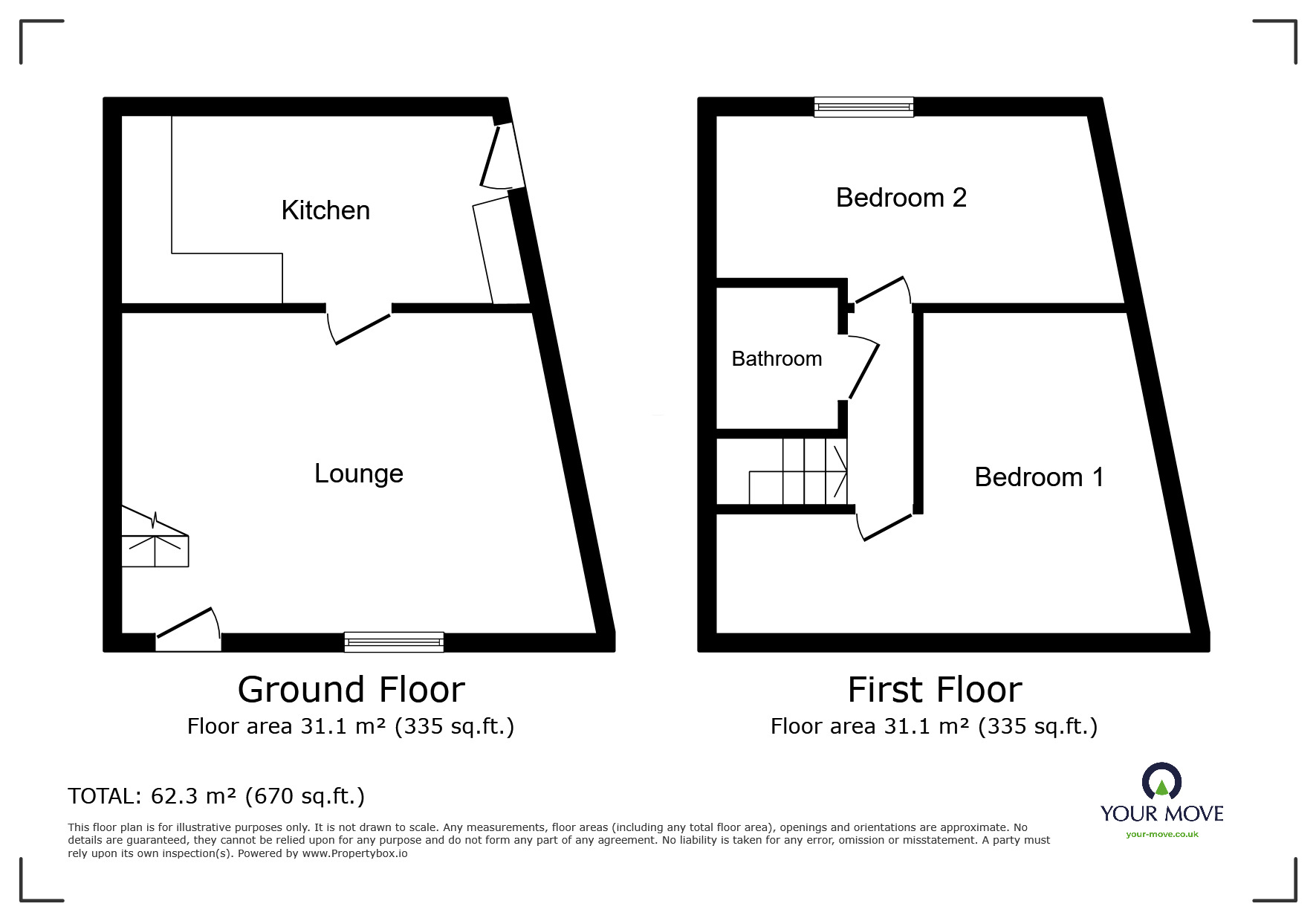 Floorplan of 2 bedroom End Terrace Flat to rent, High Street, Newhall, Derbyshire, DE11