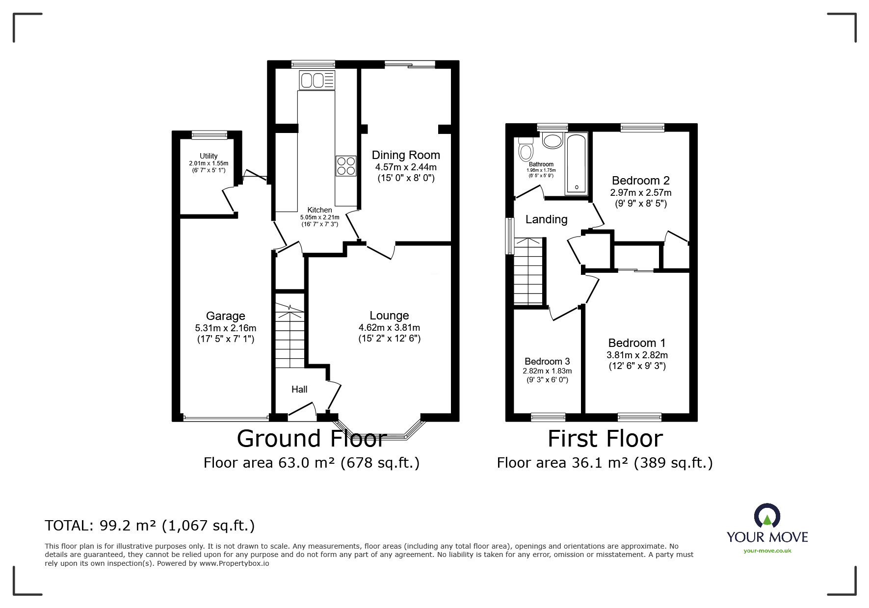 Floorplan of 3 bedroom Link Detached House for sale, Tennyson Avenue, Swadlincote, Derbyshire, DE11