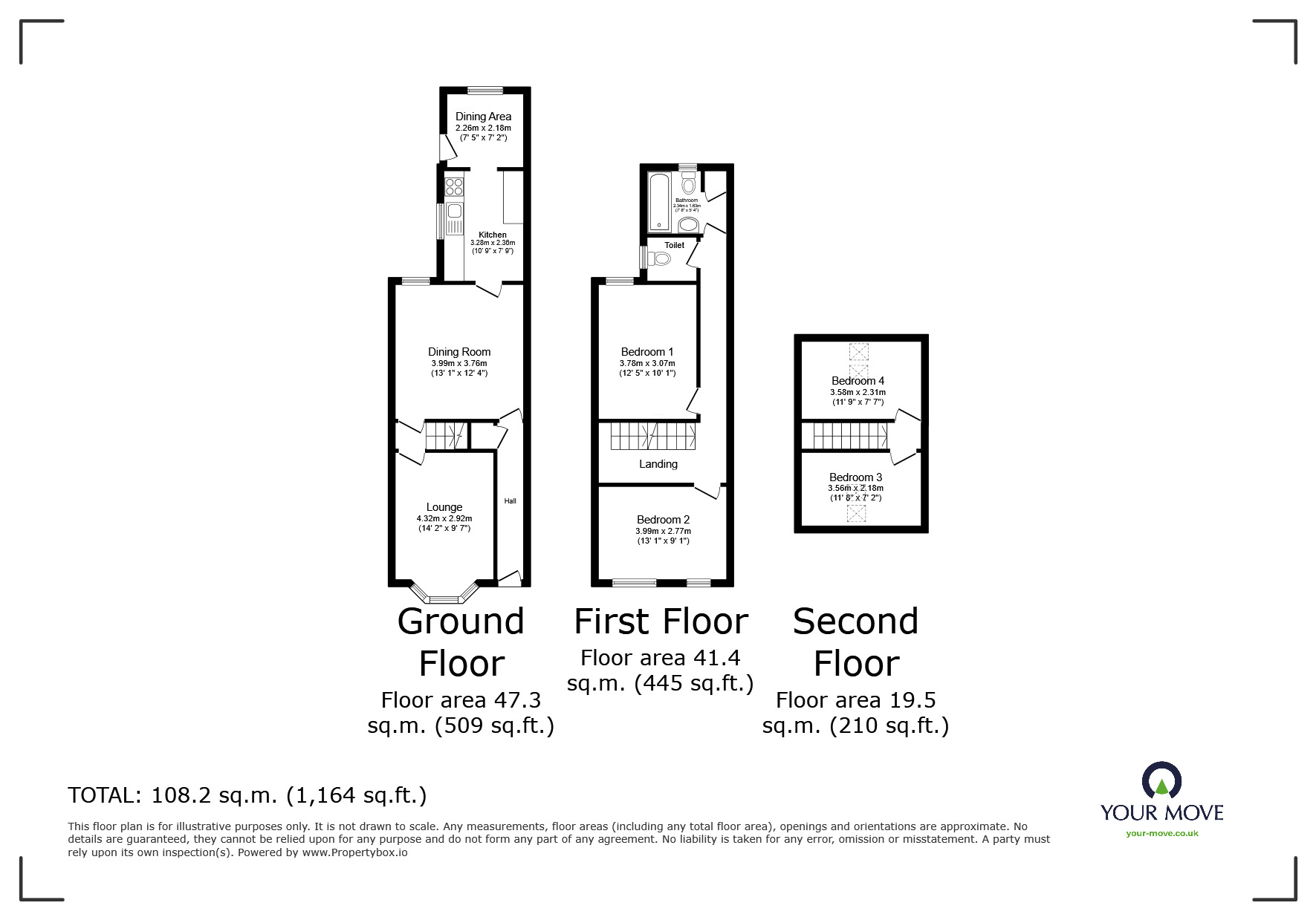 Floorplan of 4 bedroom Mid Terrace House for sale, Midway Road, Midway, Derbyshire, DE11