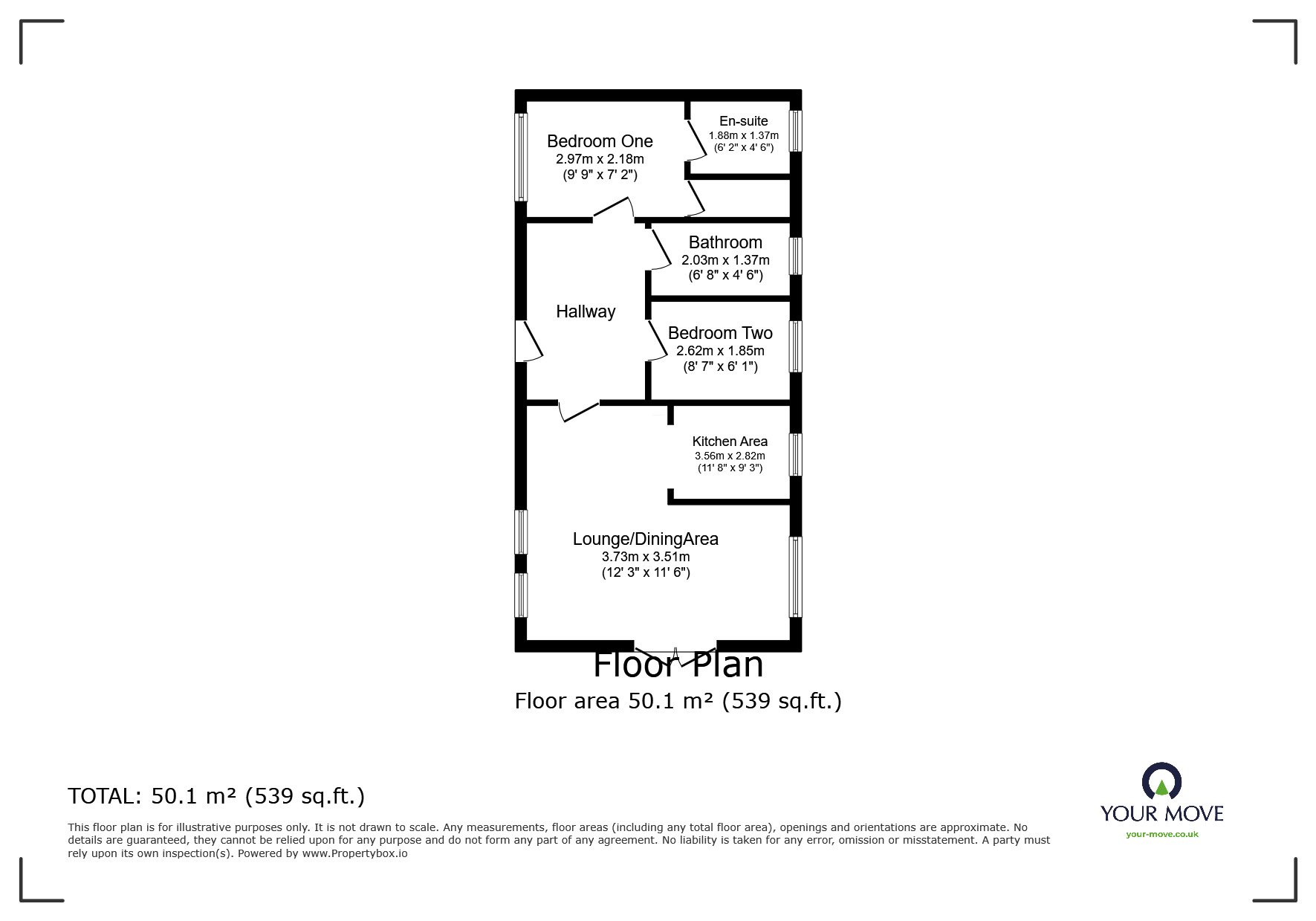 Floorplan of 2 bedroom Detached Property for sale, Park Road, Overseal, Derbyshire, DE12