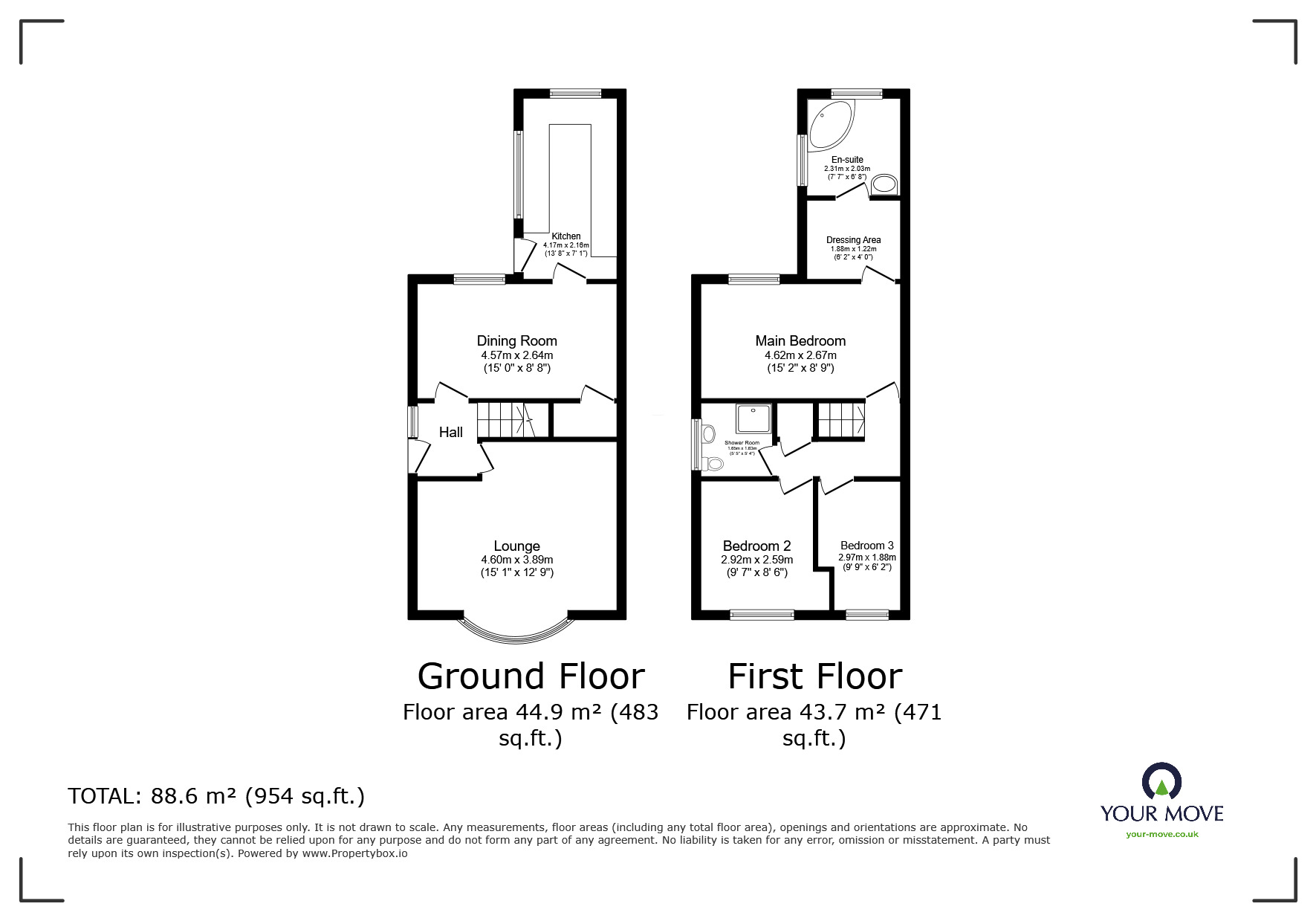 Floorplan of 3 bedroom Semi Detached House for sale, Chiltern Road, Swadlincote, Derbyshire, DE11