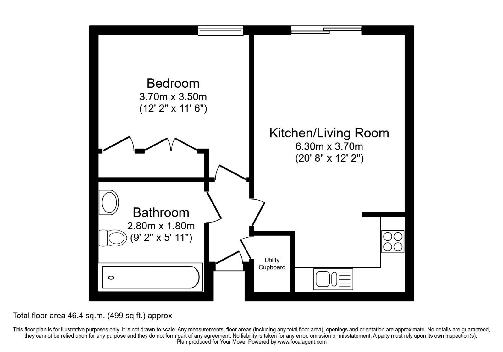 Floorplan of 1 bedroom  Flat to rent, Apartment 38 191 Water Street, Manchester, M3