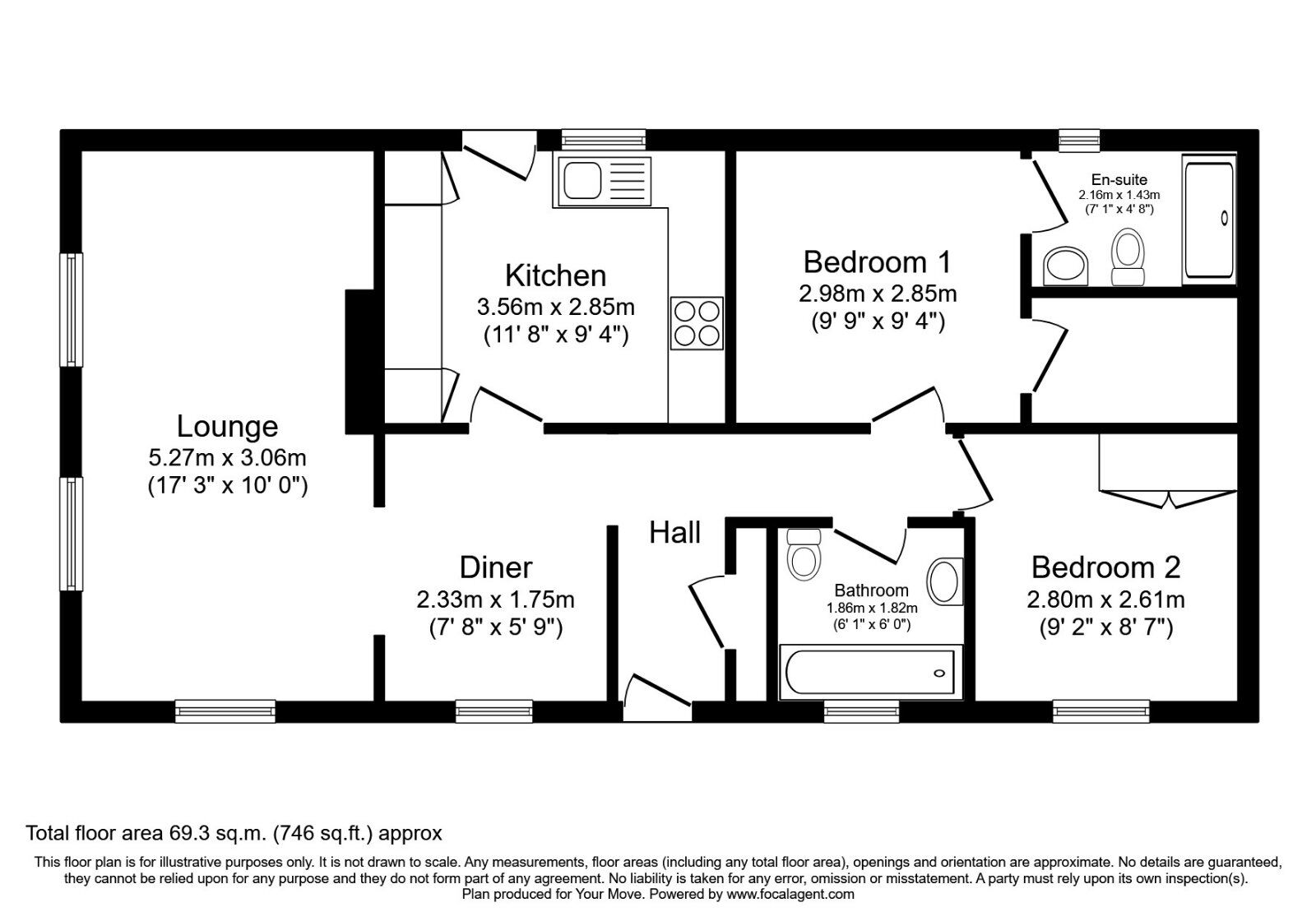 Floorplan of 2 bedroom Detached Bungalow for sale, Stonehill Woods Park, Old London Road, Sidcup, DA14